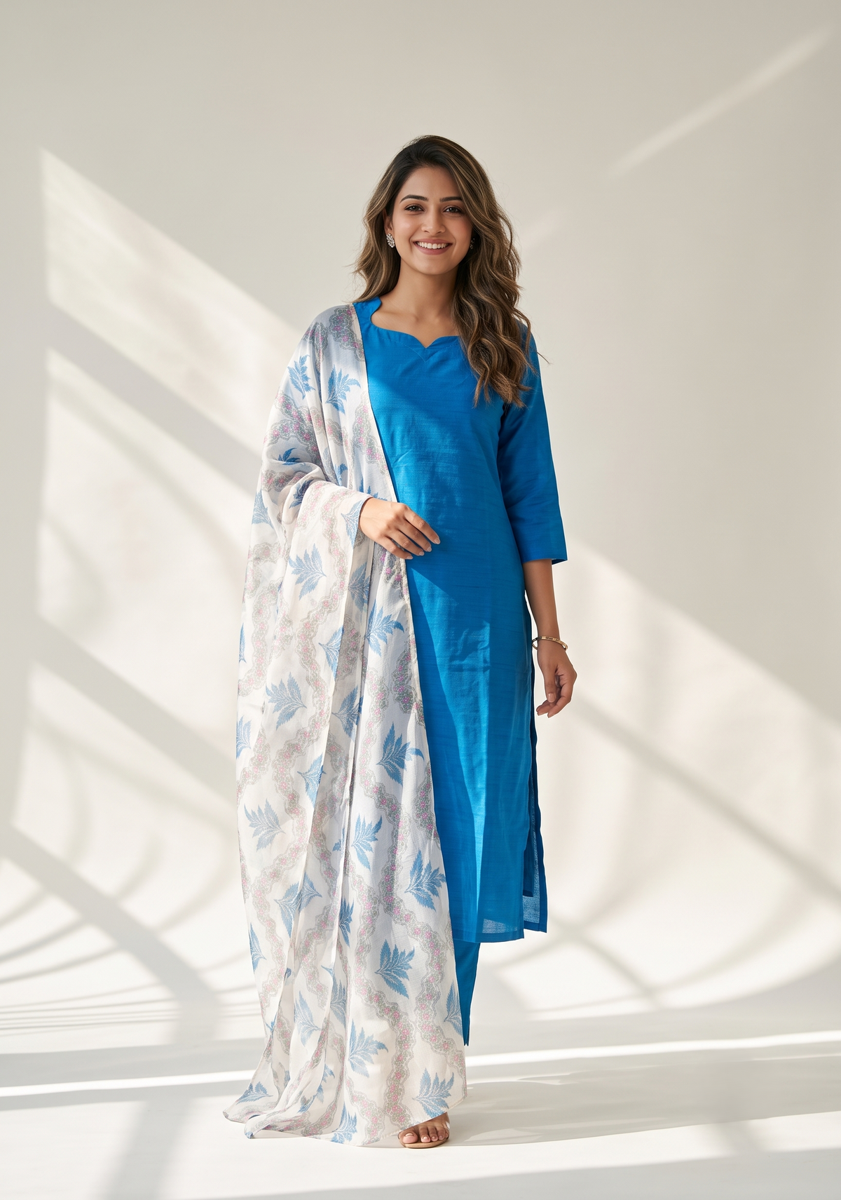 Neeisha Solid 2 Piece Raw Silk Blend Kurta with Dupatta