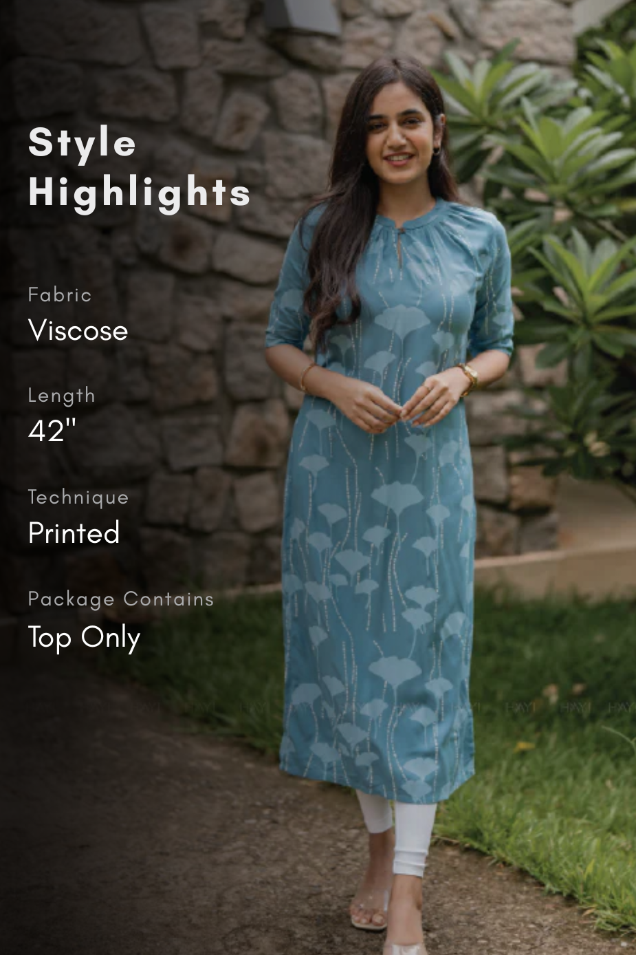 Coral Blue Island Viscose Printed Kurta