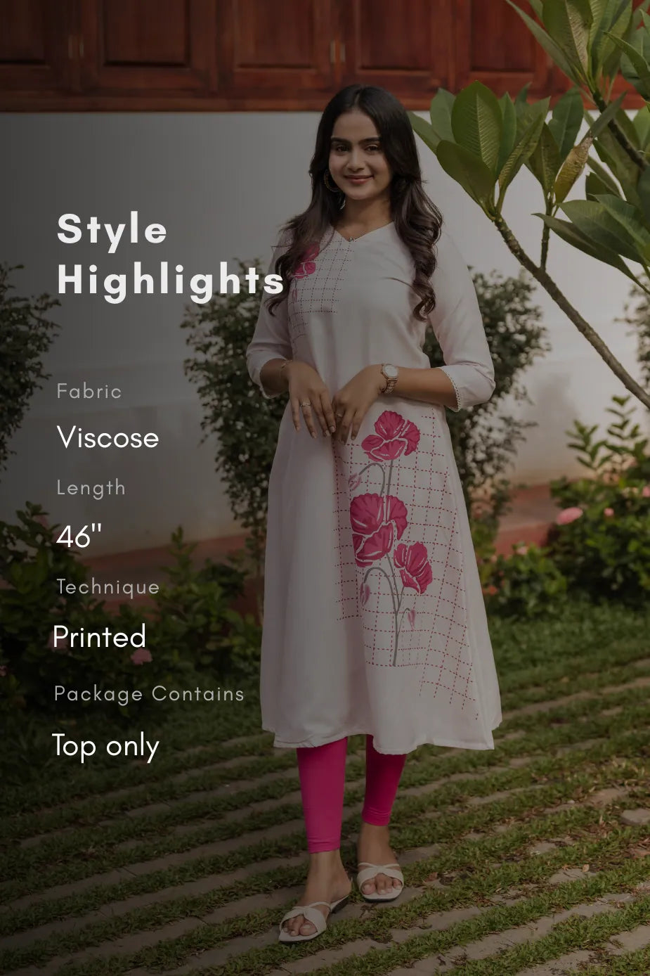Rosecheck Path Beige Linen Blend Printed A-Line Dress