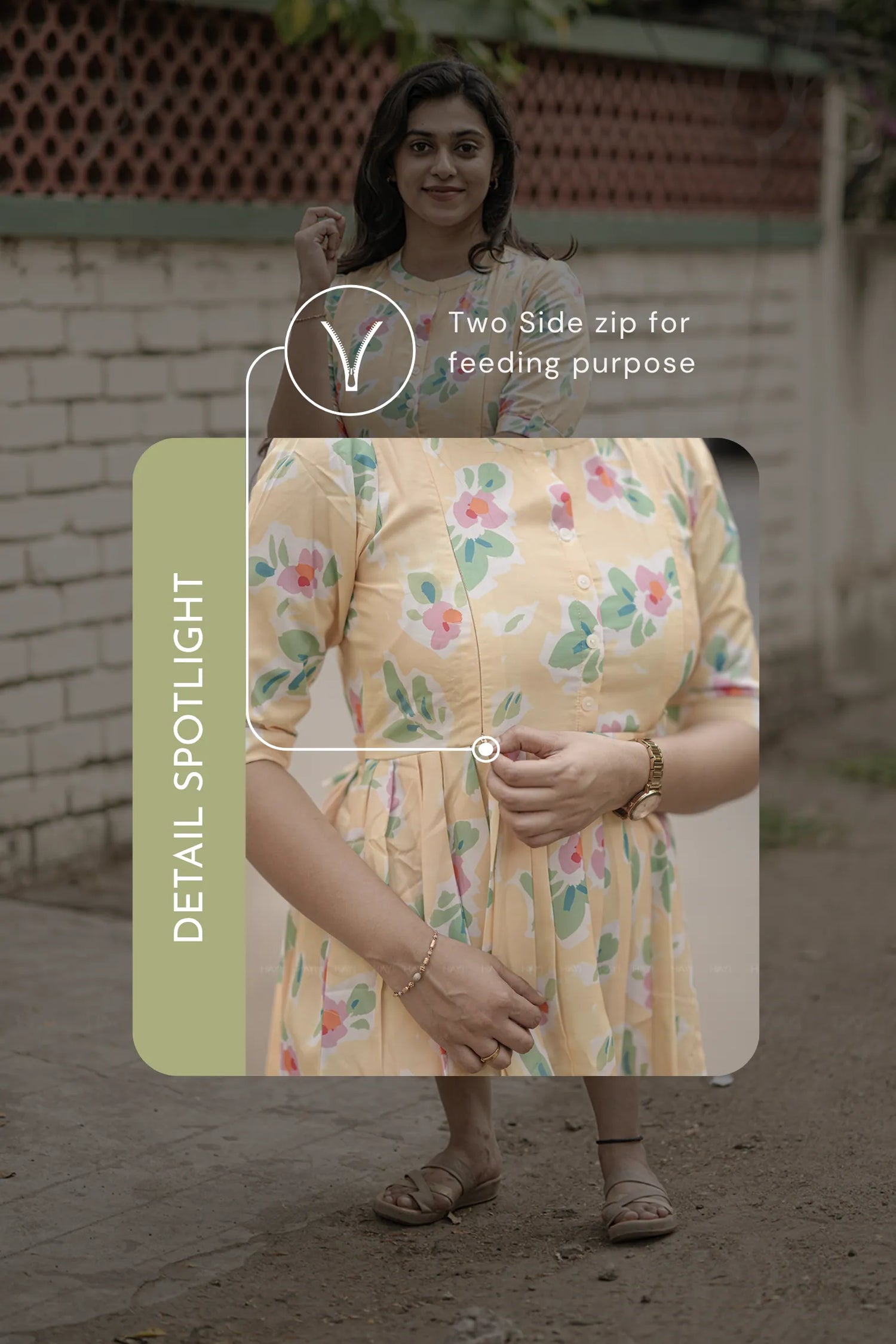 Sunlit Meadow Yellow Printed Maternity and Feeding Maxi Dress