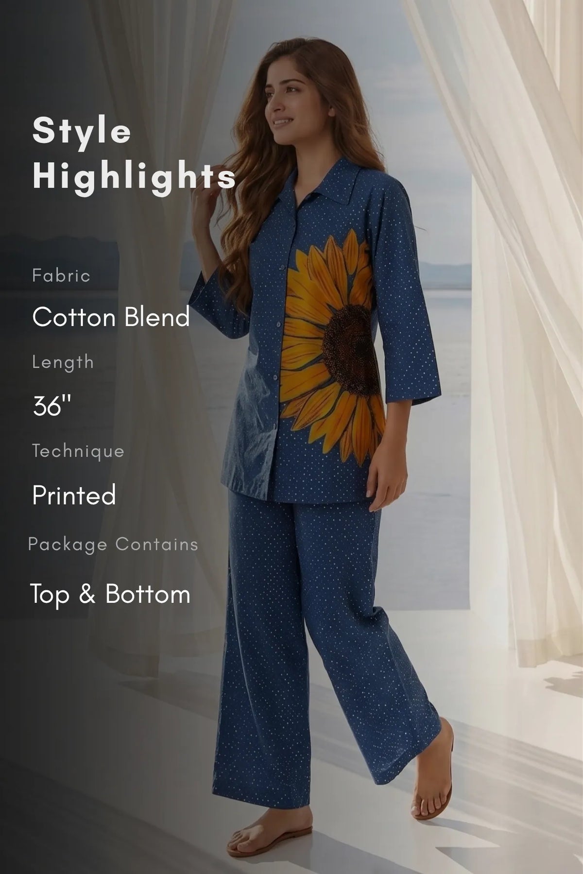 Sunflower Haze Navy Cotton Co-ords Set