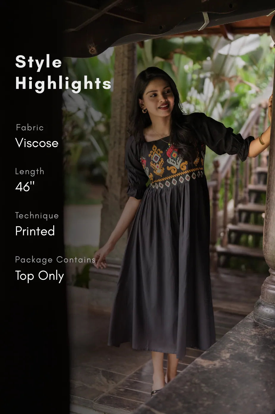 Boho Tangle Viscose Printed Elegant Maxi Dress
