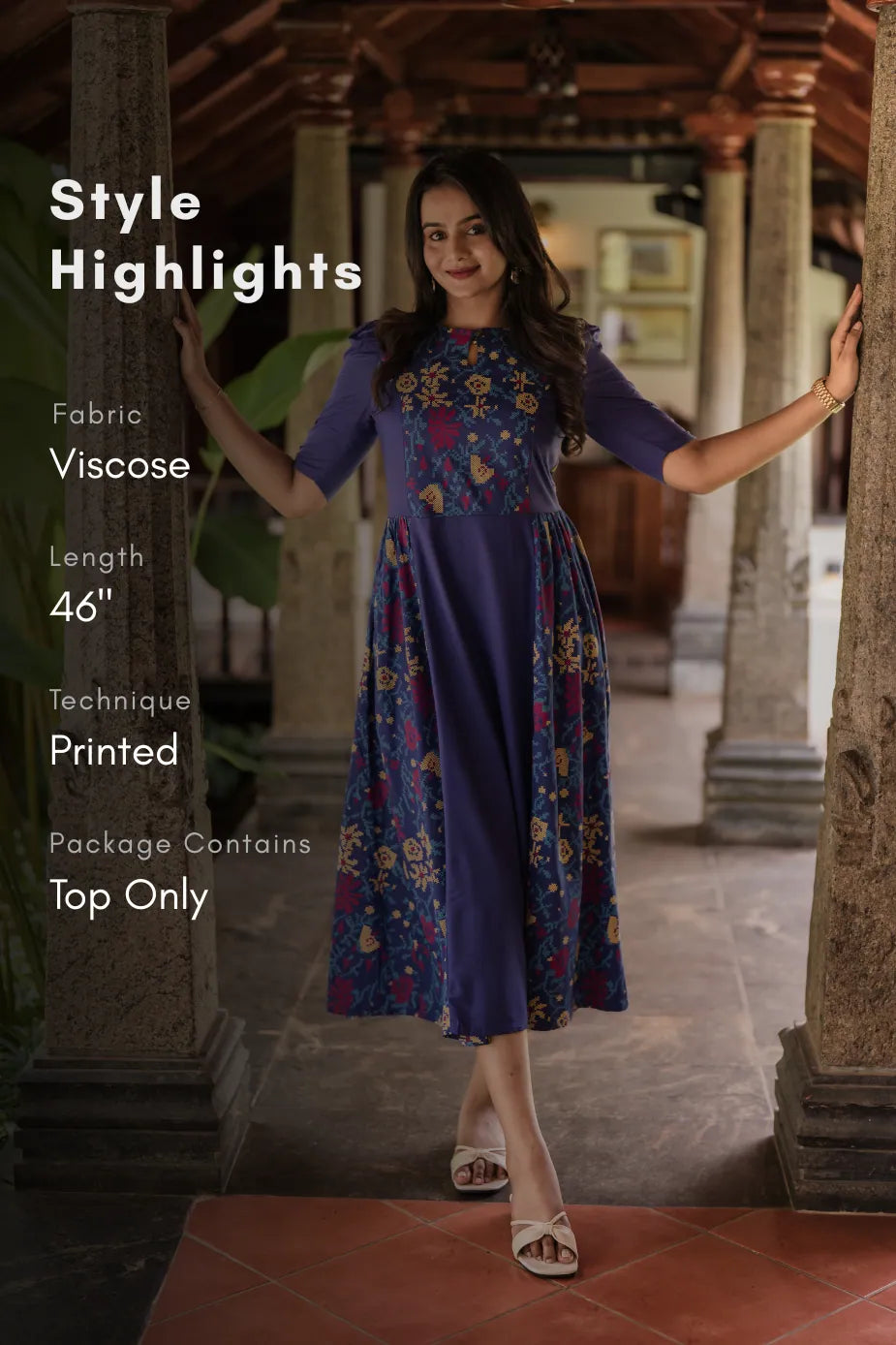 Celestial Crossloom Viscose Printed Flared Charm Outfit