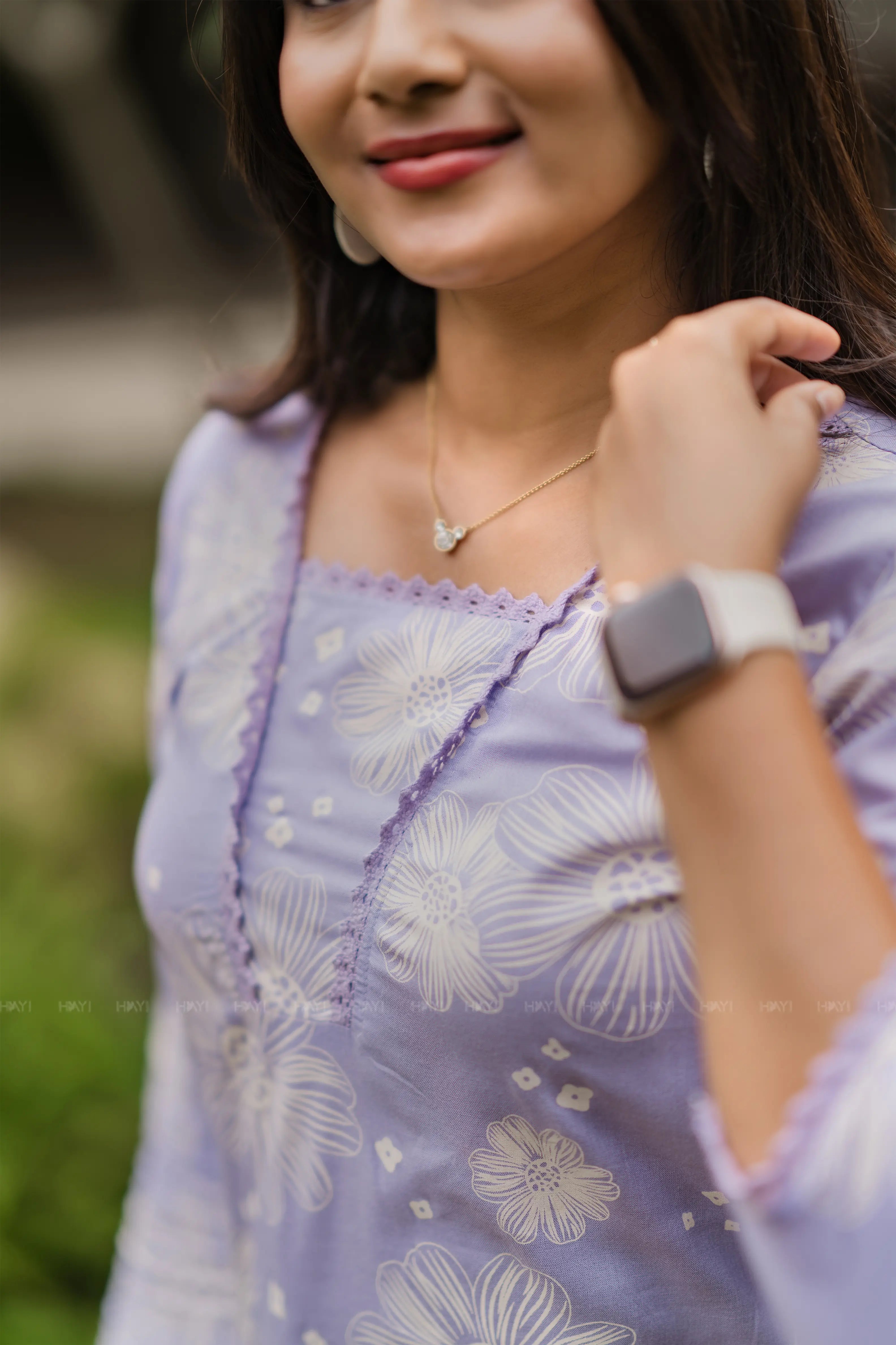 Lilac Bliss Lavender Viscose Printed Kurta