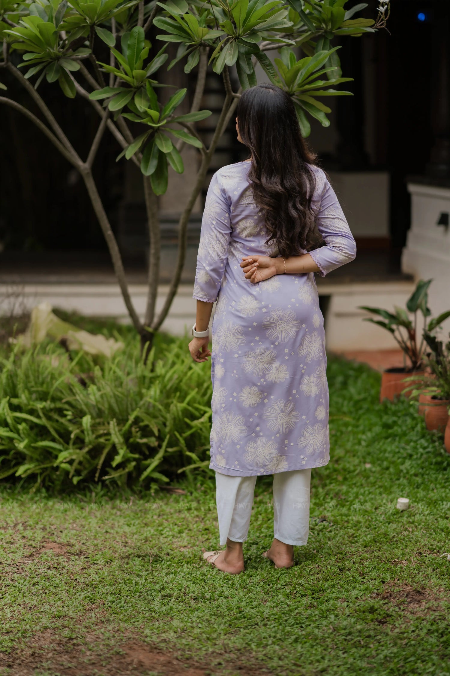 Lilac Bliss Lavender Viscose Printed Kurta
