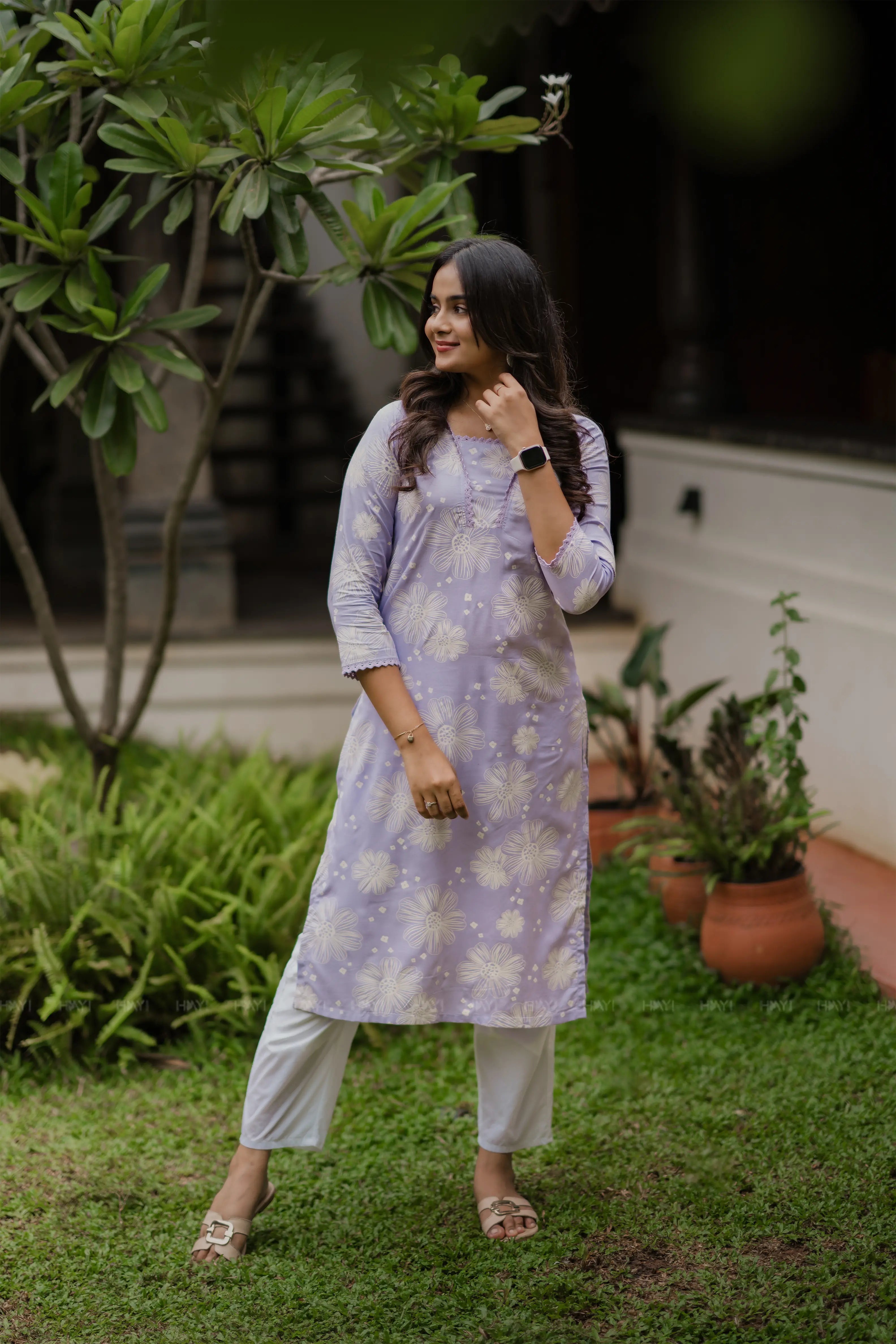 Lilac Bliss Lavender Viscose Printed Kurta