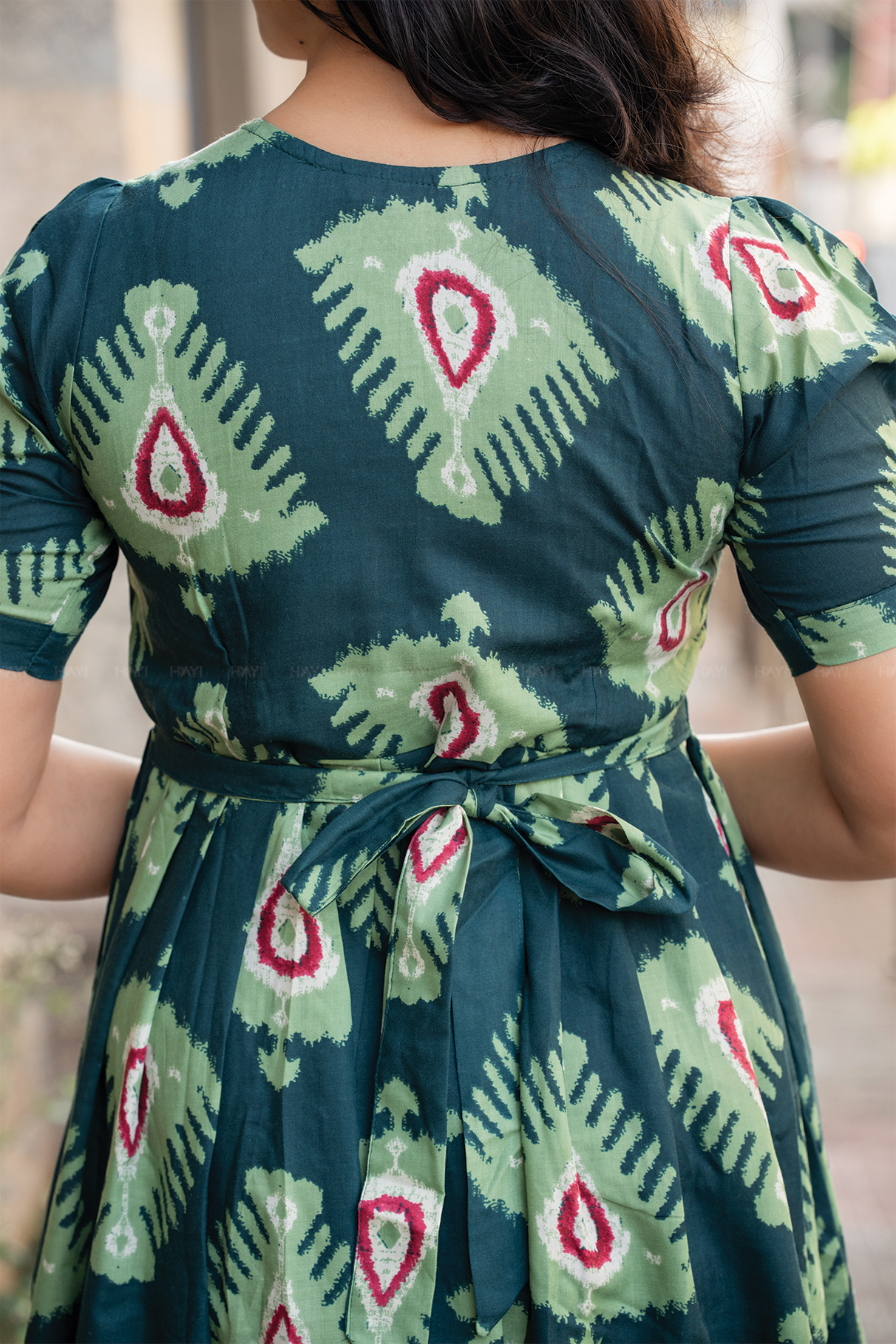 Inkmist Navy printed Maternity and Feeding Cambric Dress