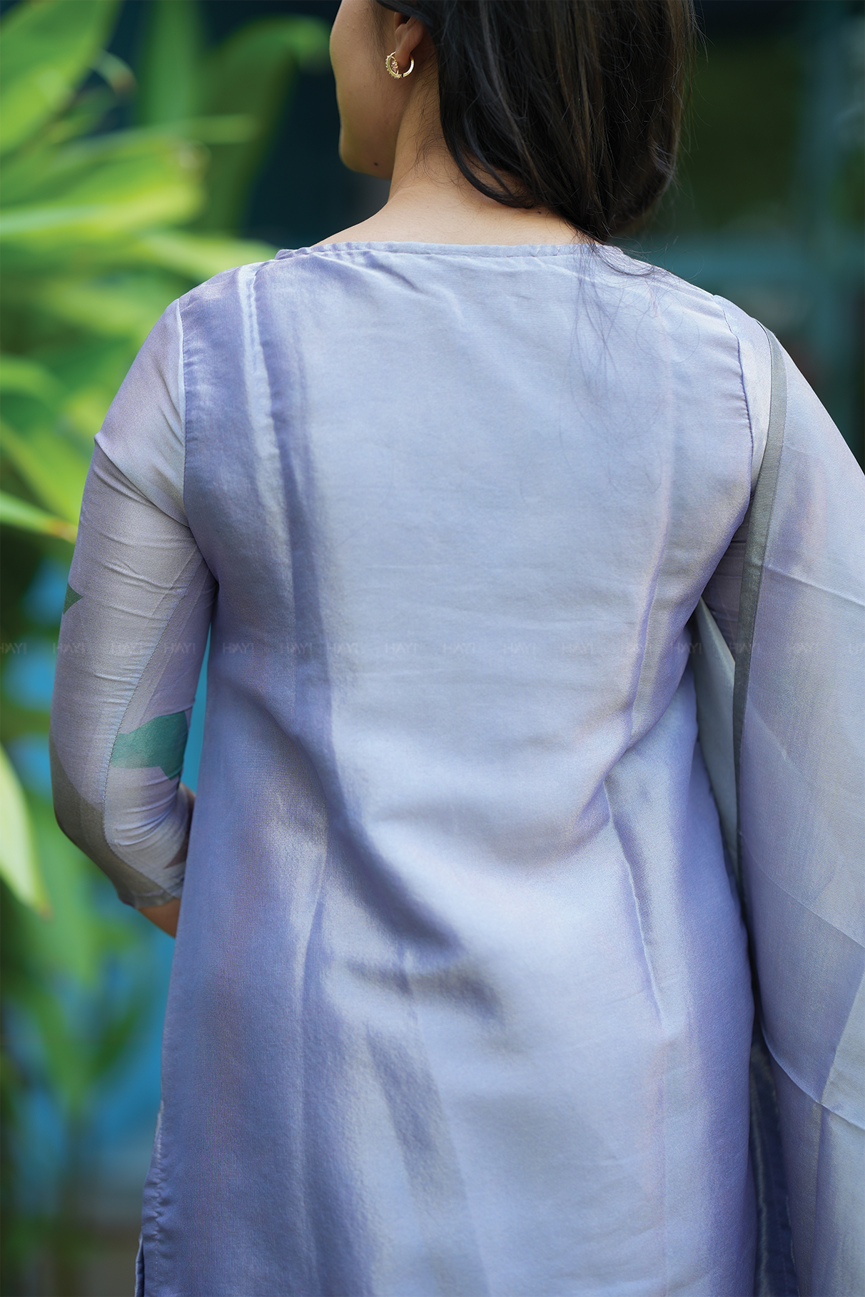 Fete Lavender with Lotus Alchemy printed Tissue Blend Kurta