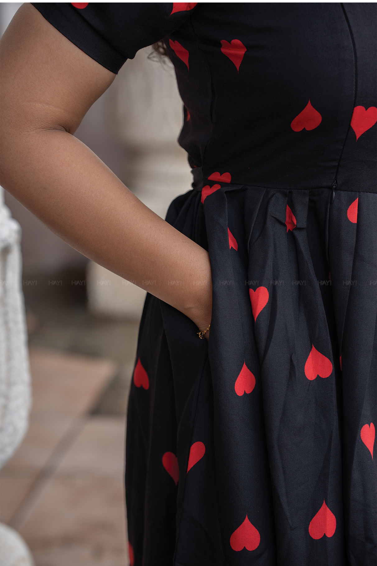 Ebonheart Black printed Maternity and Feeding Cotton Flex Dress