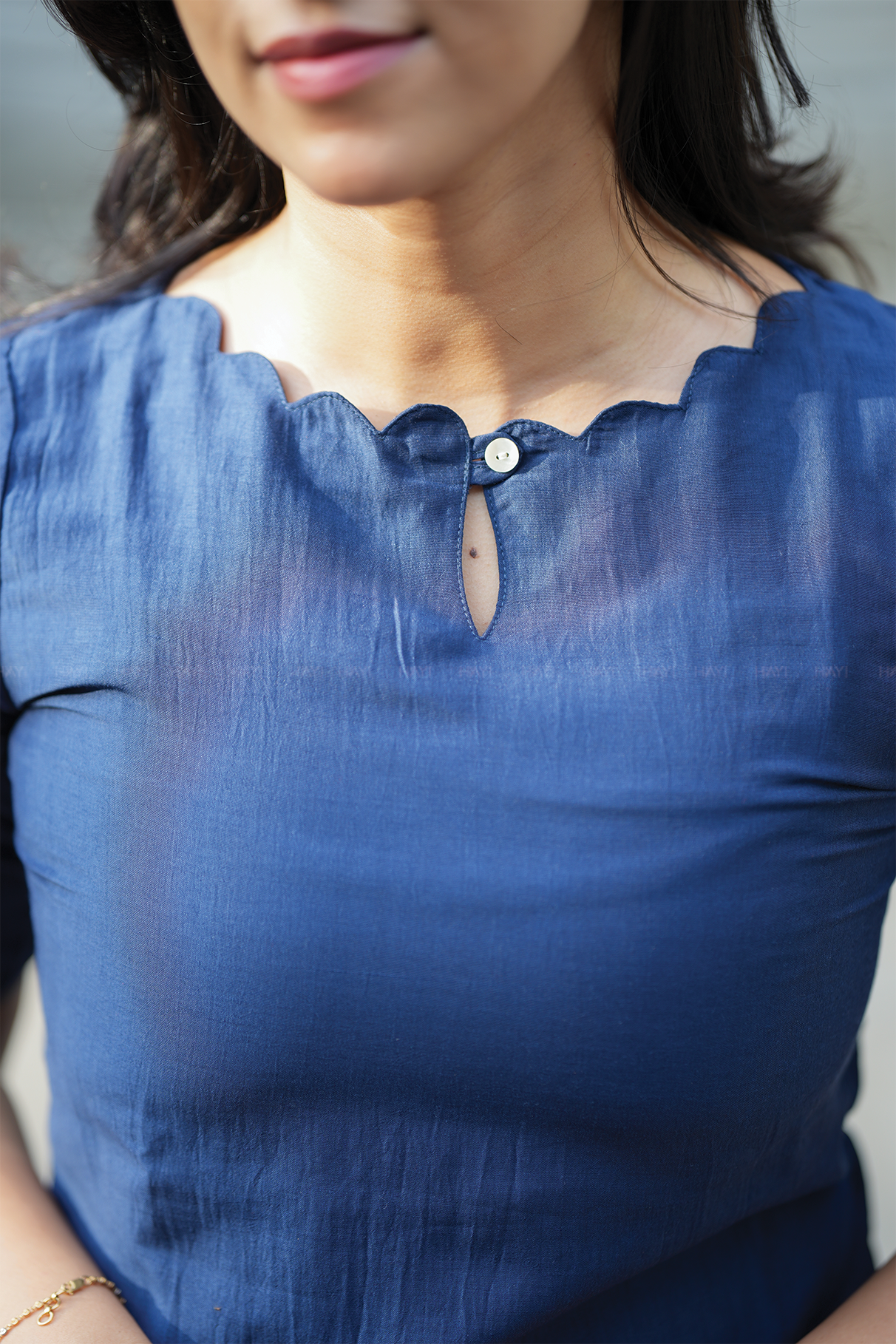 Blissful Blue with Vibrant Petals printed Silk Blend Kurta
