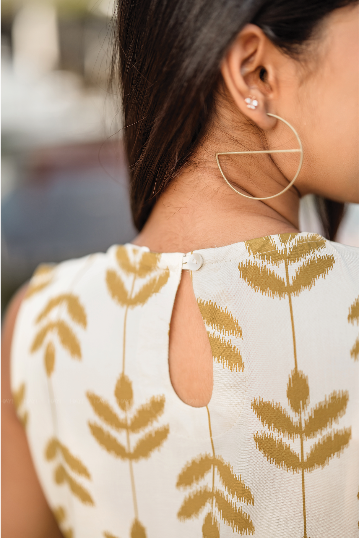 Sona Bloom Sandal cotton blend Co-ord with Close Neck and Attached 3/4th Sleeves