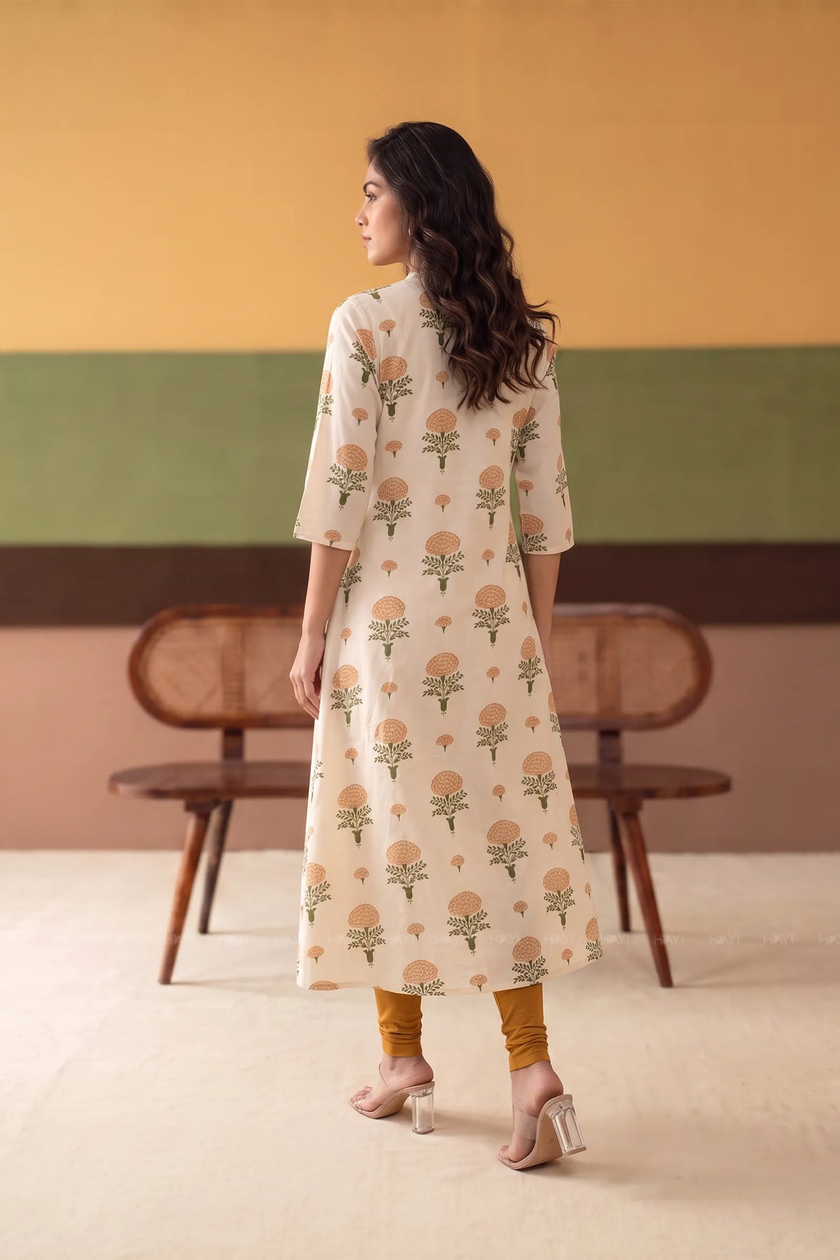 Poetic Marigold Yellow Floral Printed Viscose A-Line Kurta