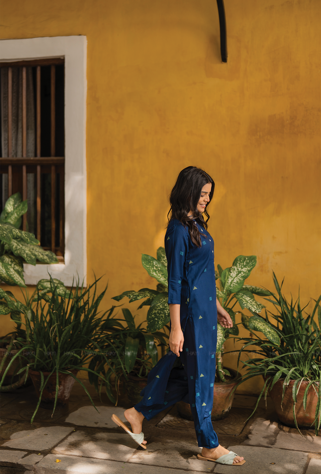 Revel Navy with Evening Glow printed Viscose Co Ords