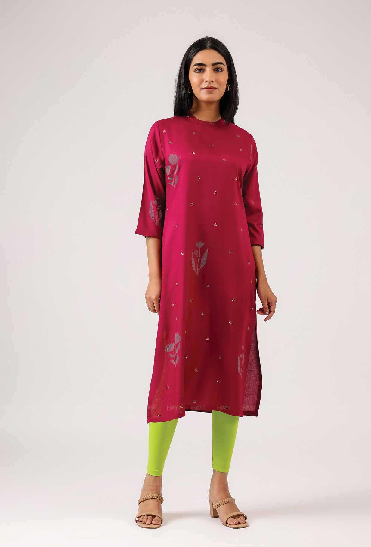 Garnet Maroon with Crimson Whisper printed Viscose Kurta