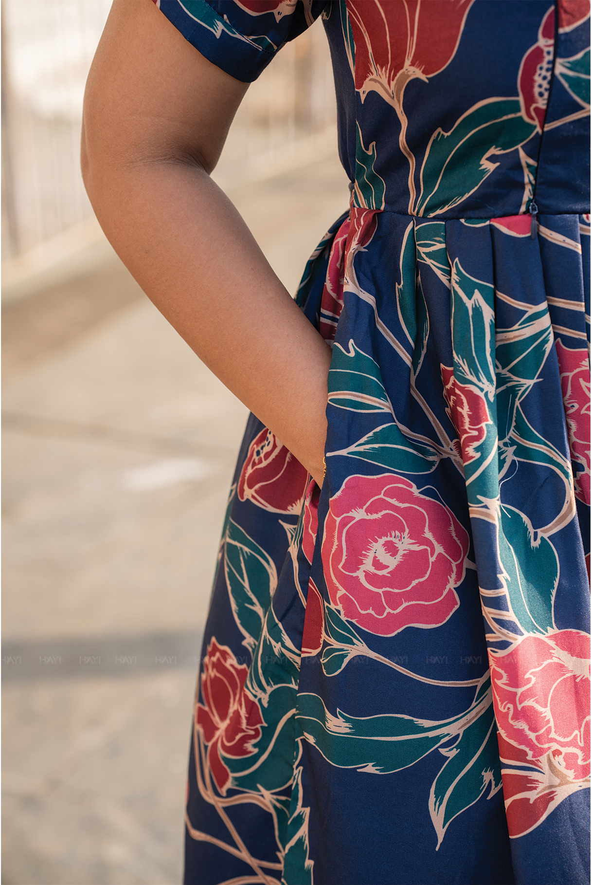 Petalia Blue floral printed Maternity and Feeding Cotton Blend Dress