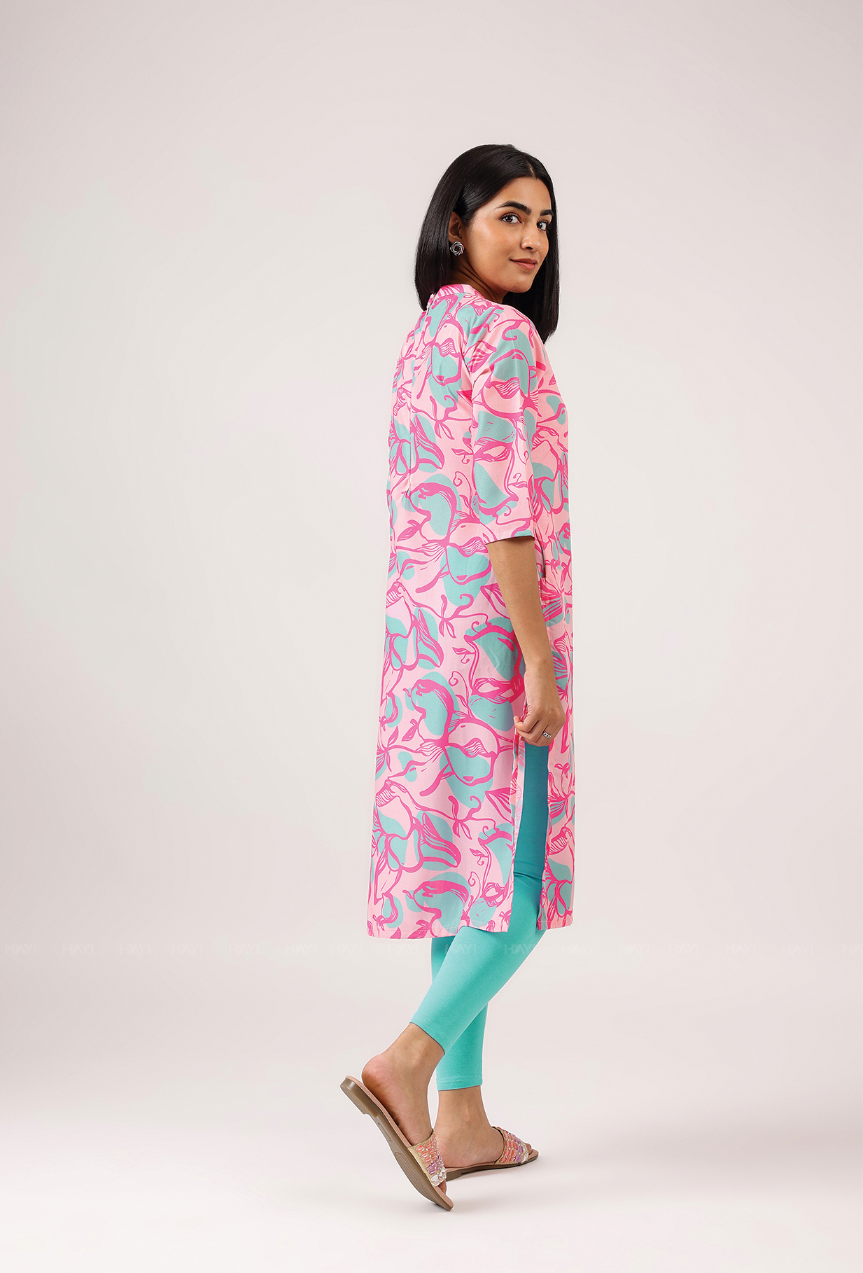 Secret Pink with Shadow And Bloom printed Cambric blend Kurta