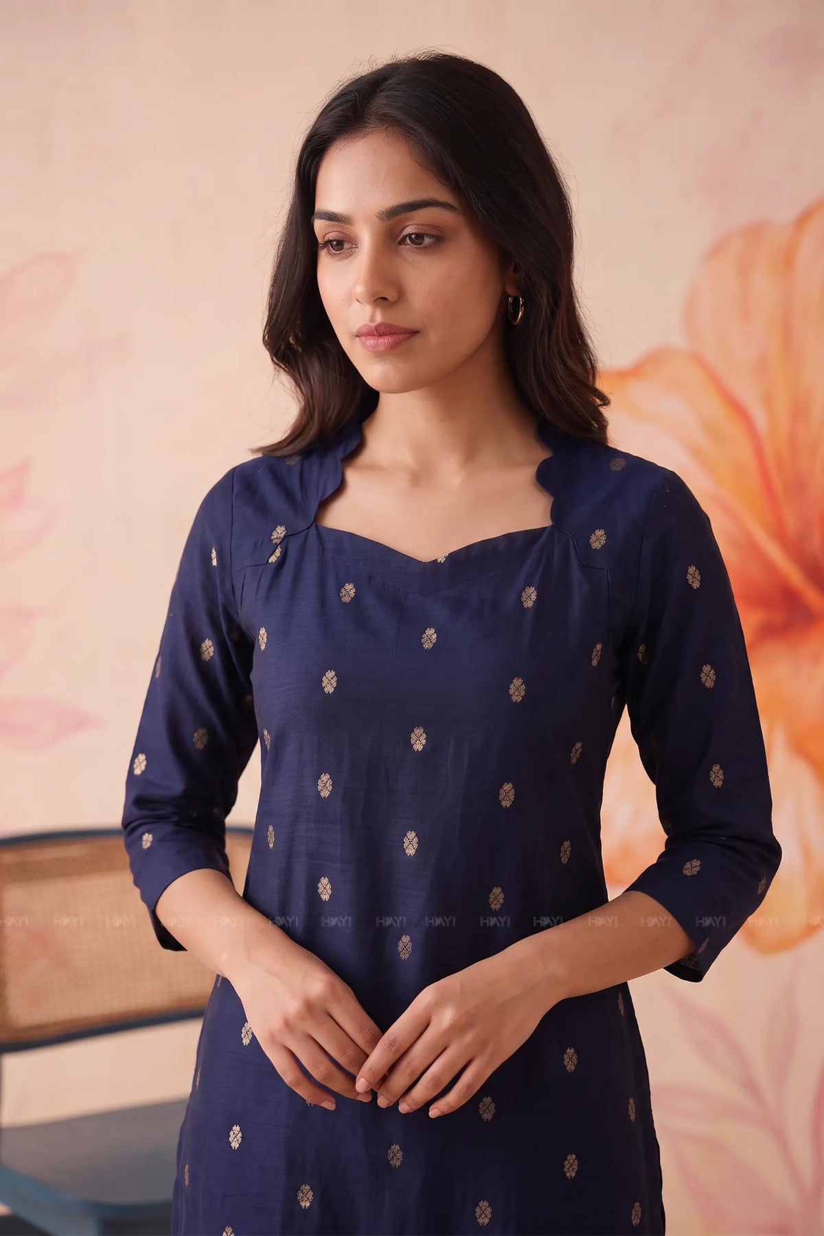 Moonlit Mosaic Navy Silk Blend 3-Piece Kurta Set