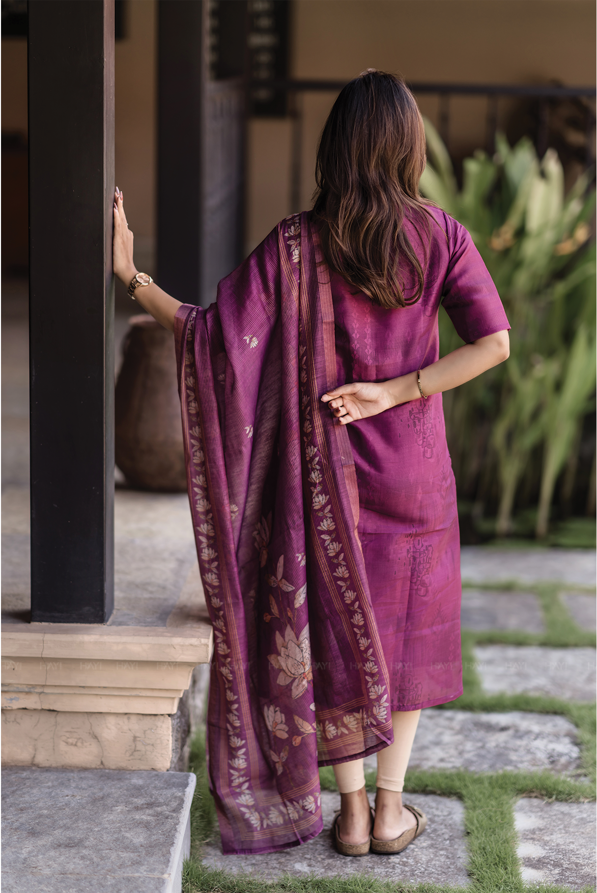 Niloufer Pink printed 2 Piece Muslin Shimmer Silk Kurta with Dupatta