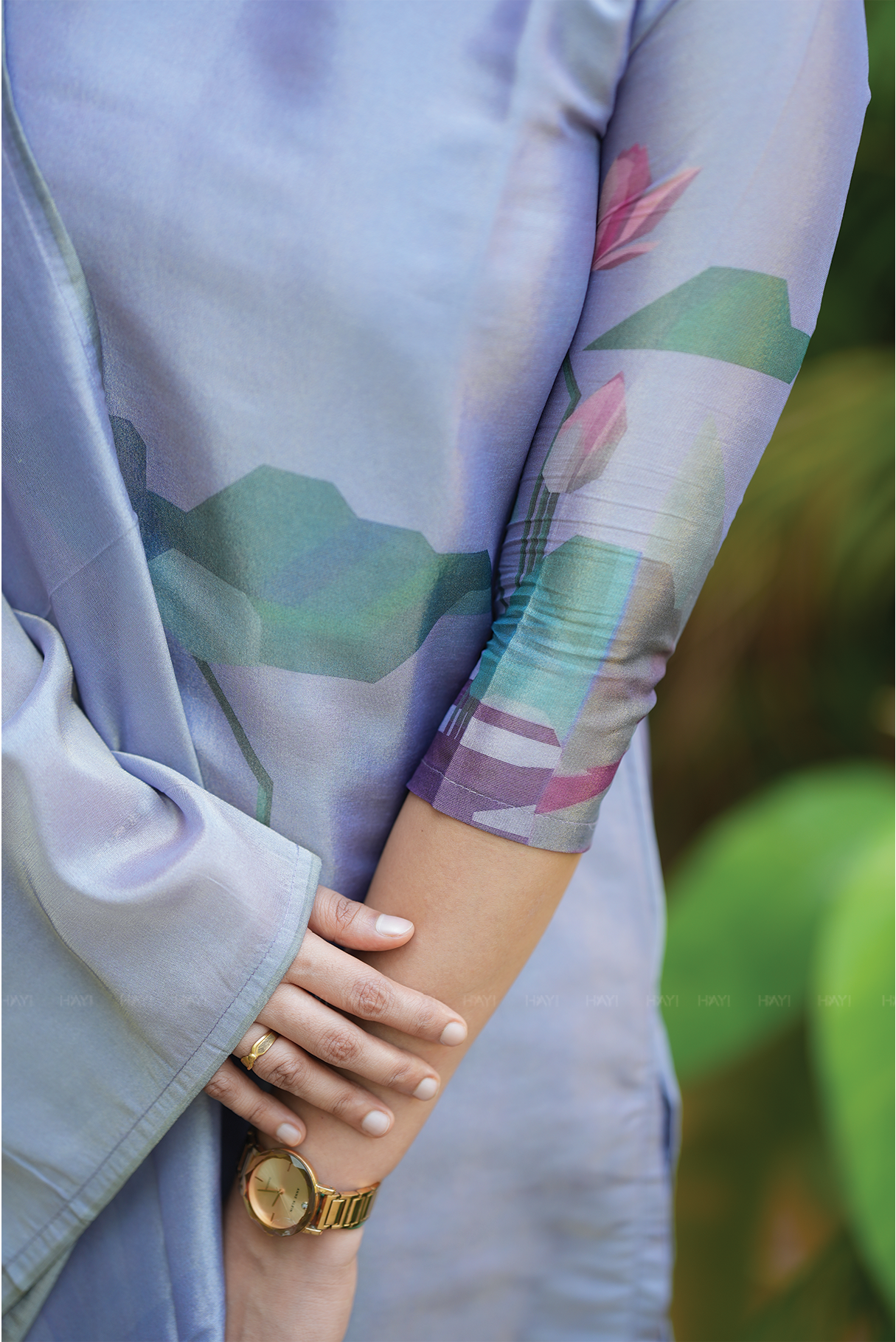 Fete Lavender with Lotus Alchemy printed Tissue Blend Kurta