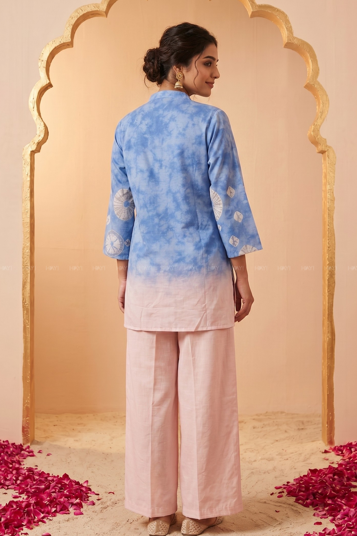 Veya Muse Blue Cotton Blend Printed Co-ords Set