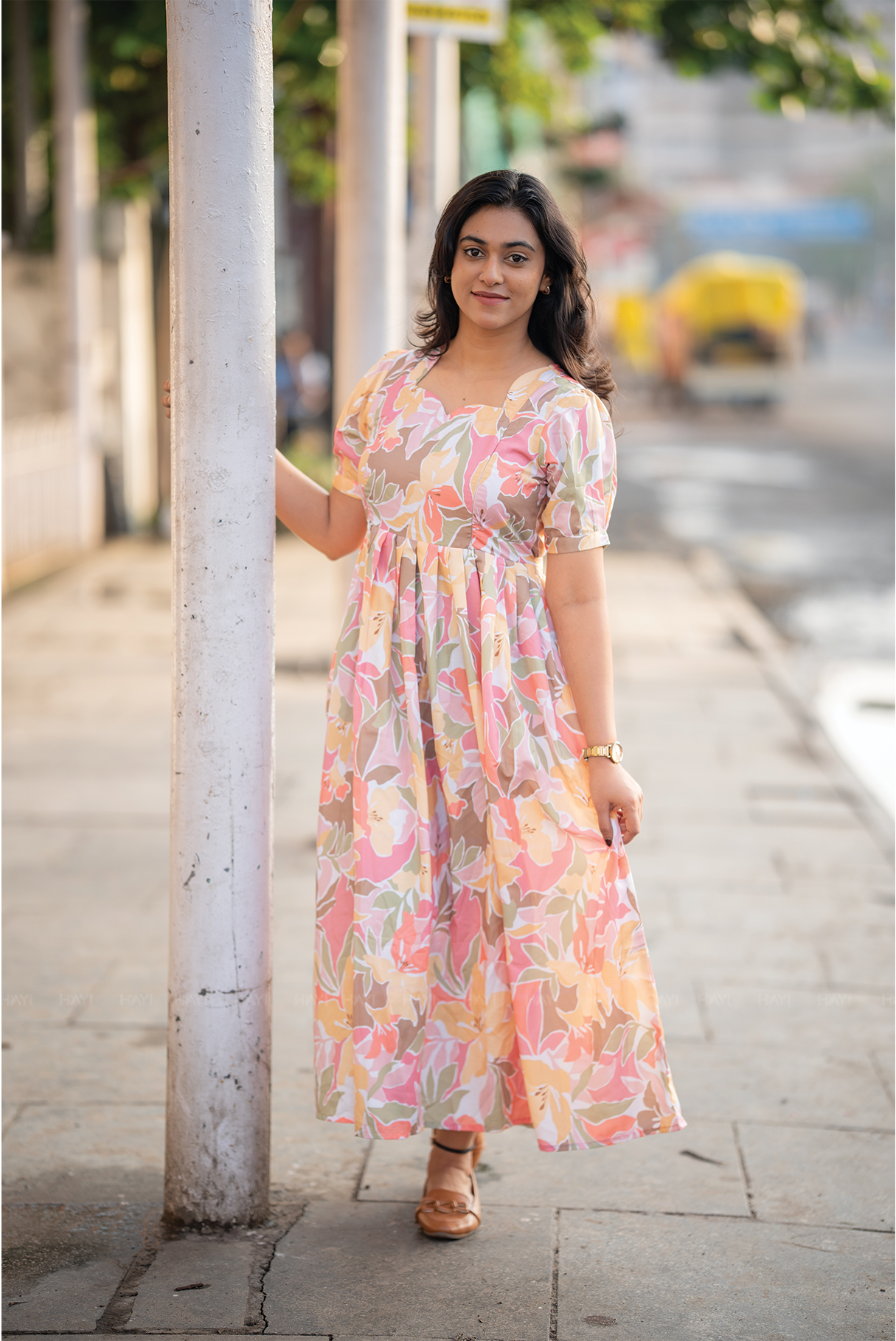 Seraphine White floral printed Maternity and Feeding Cotton Blend Dress