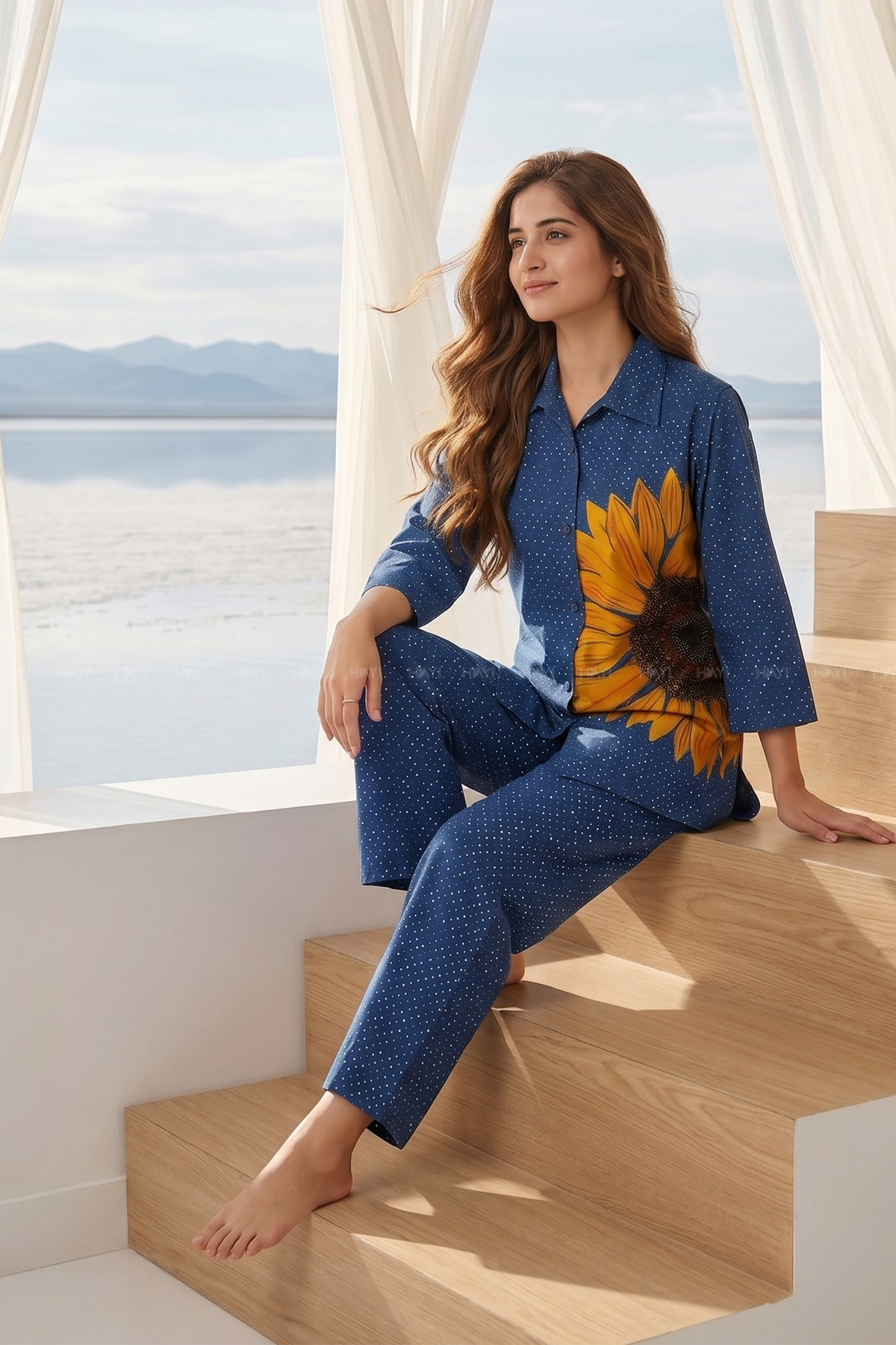 Sunflower Haze Navy Cotton Co-ords Set