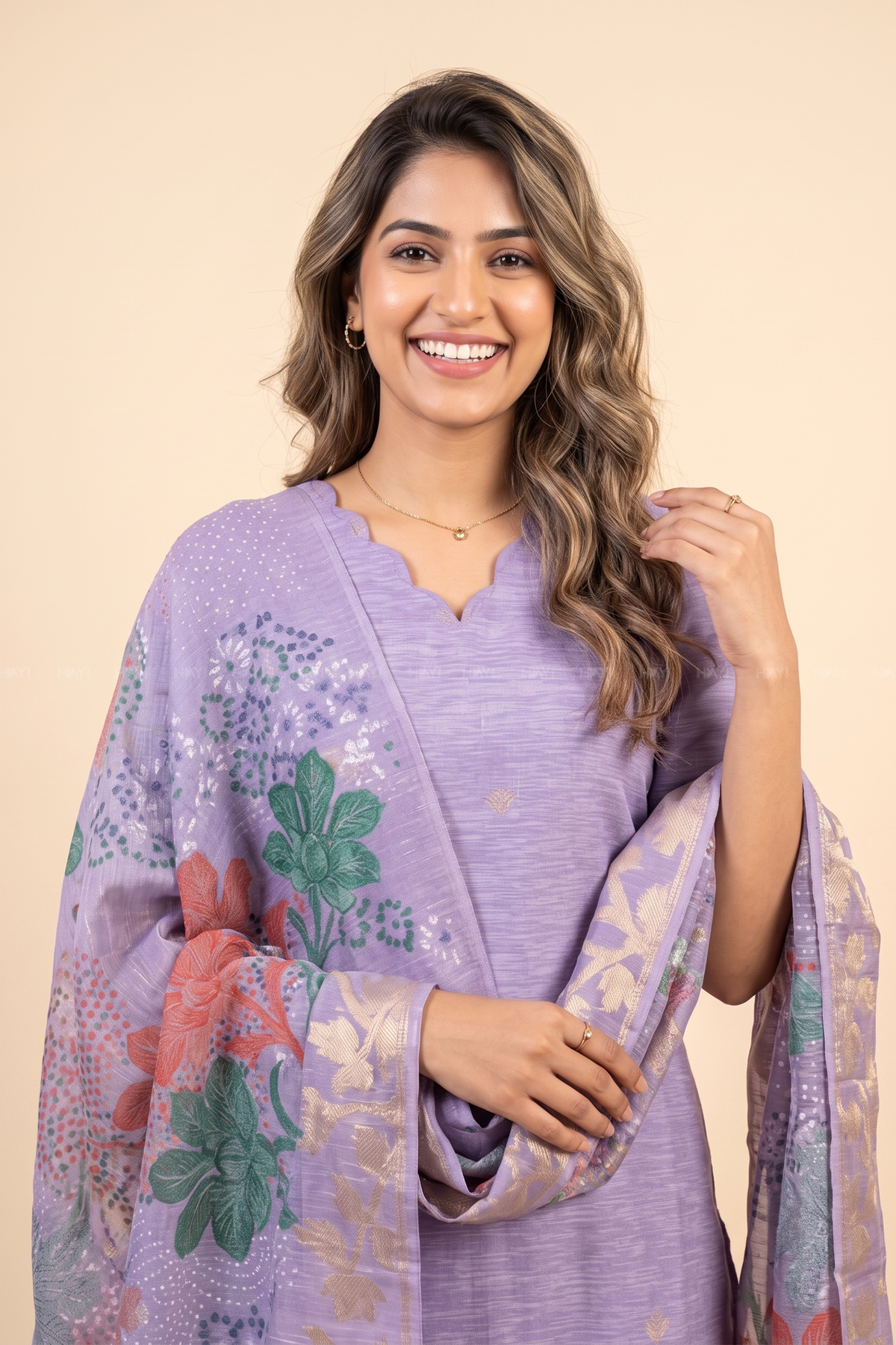 Lira Printed 3 Piece Organza Slub Kurta Set with Dupatta