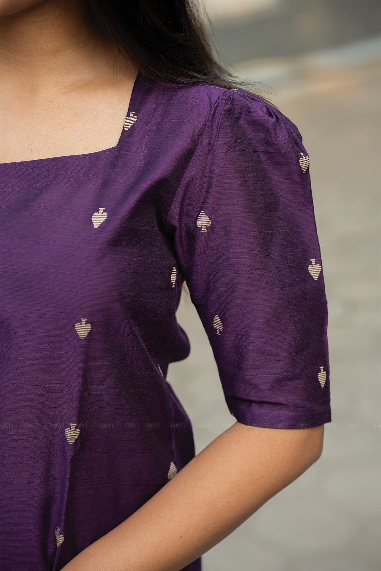 Noorvi Stripe Violet 3 Piece Viscose Jacquard Weave Kurta with Pant &amp; Dupatta