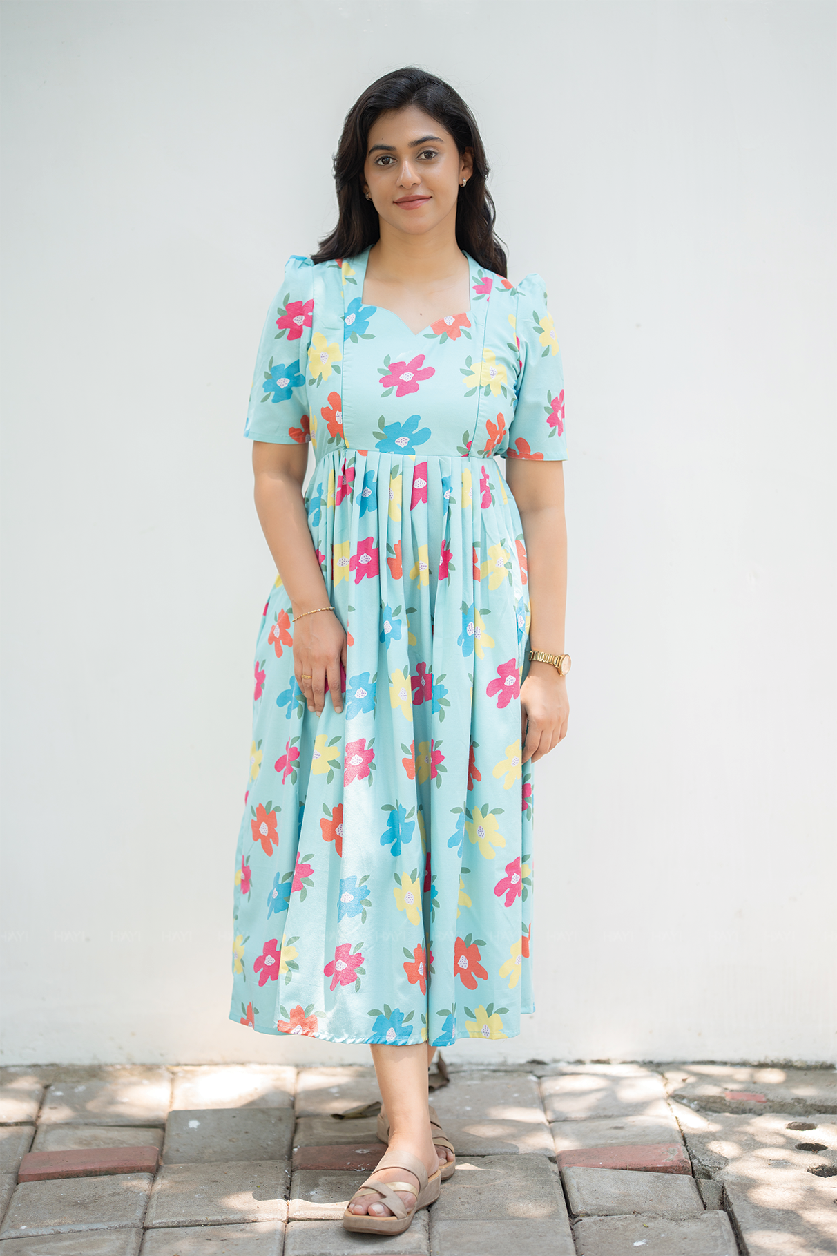 Calm Flora Blue Printed Maternity and Feeding Maxi Wear