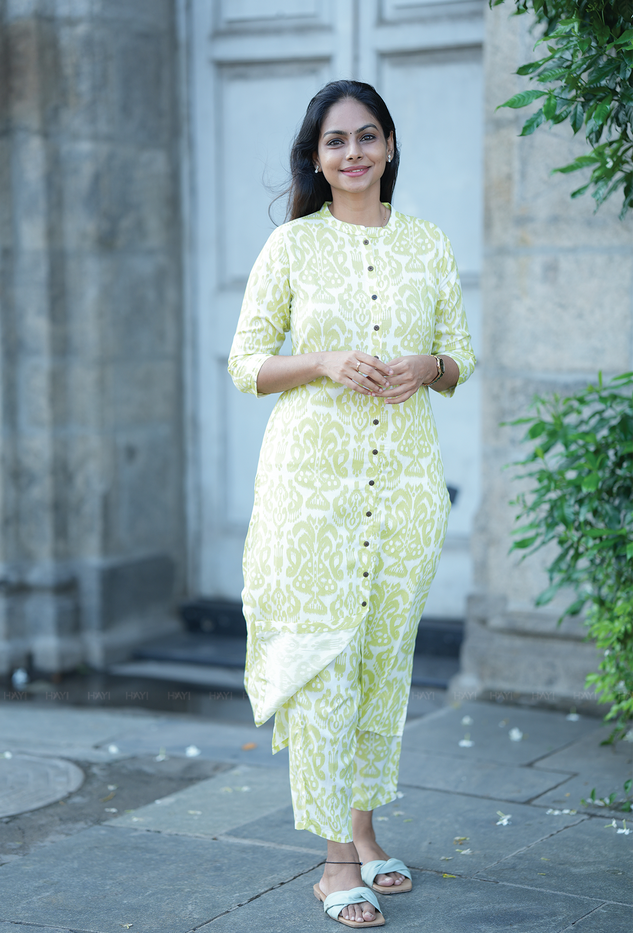 Tangerine Green with Citrus Purch printed Viscose Co Ords