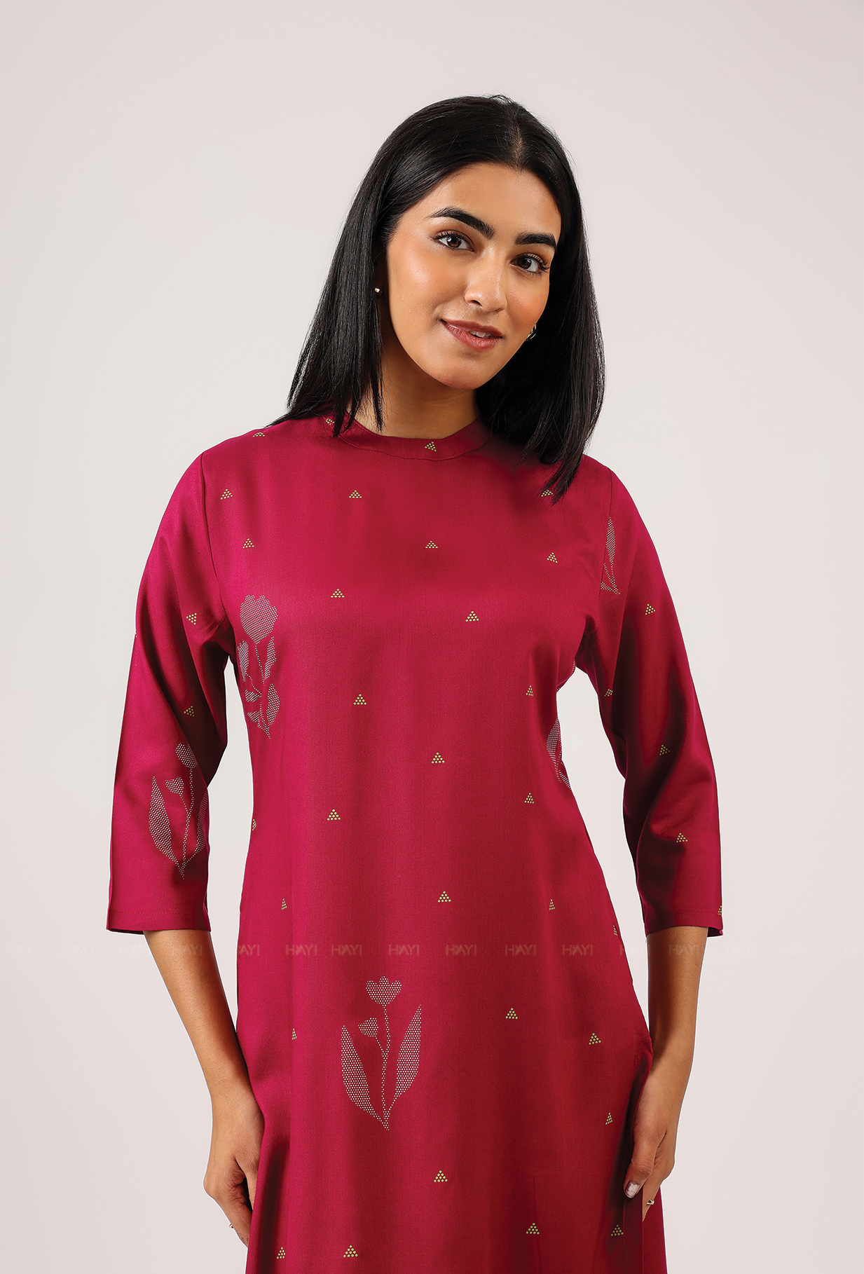 Garnet Maroon with Crimson Whisper printed Viscose Kurta