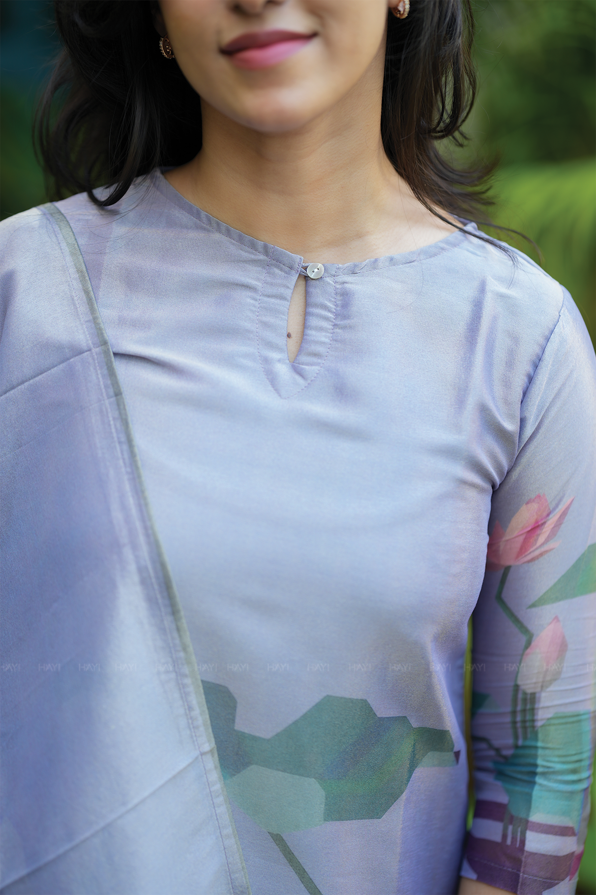 Fete Lavender with Lotus Alchemy printed Tissue Blend Kurta