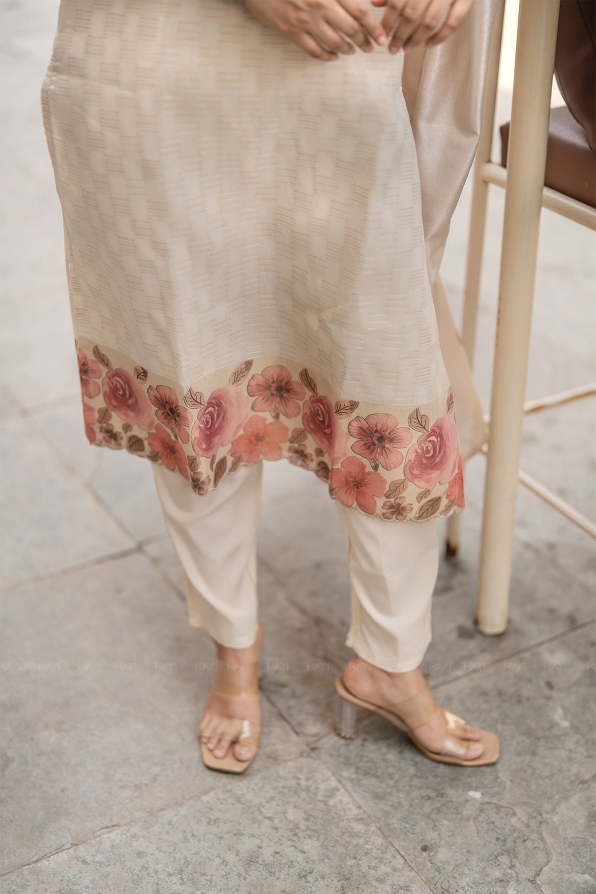 Lumi Printed 3 Piece Tussar Silk Blend Kurti Set with Dupatta