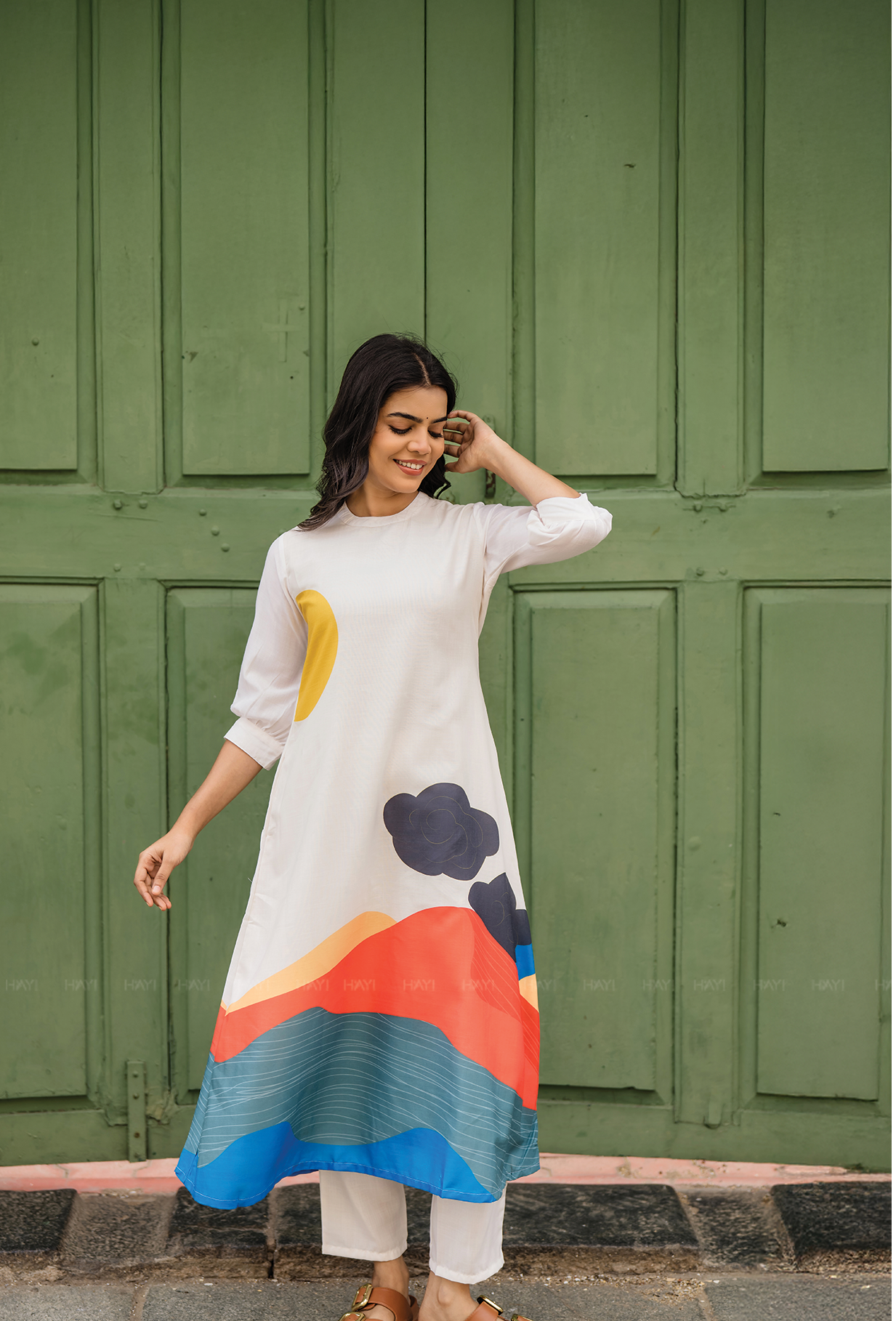 Sway Beige with Cloud Kissed printed Linen Blend Co-ords