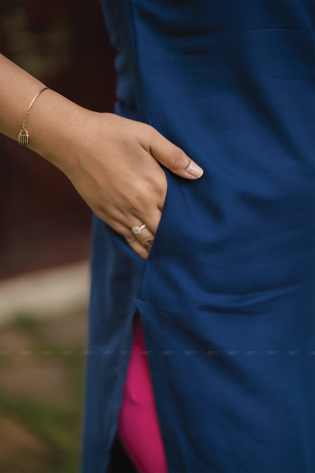 Noor Charm Navy Viscose Placement Printed Kurta