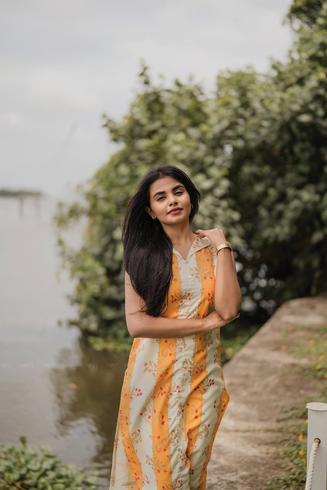 Sylan Yellow with Sunshine floral printed Viscose Kurta