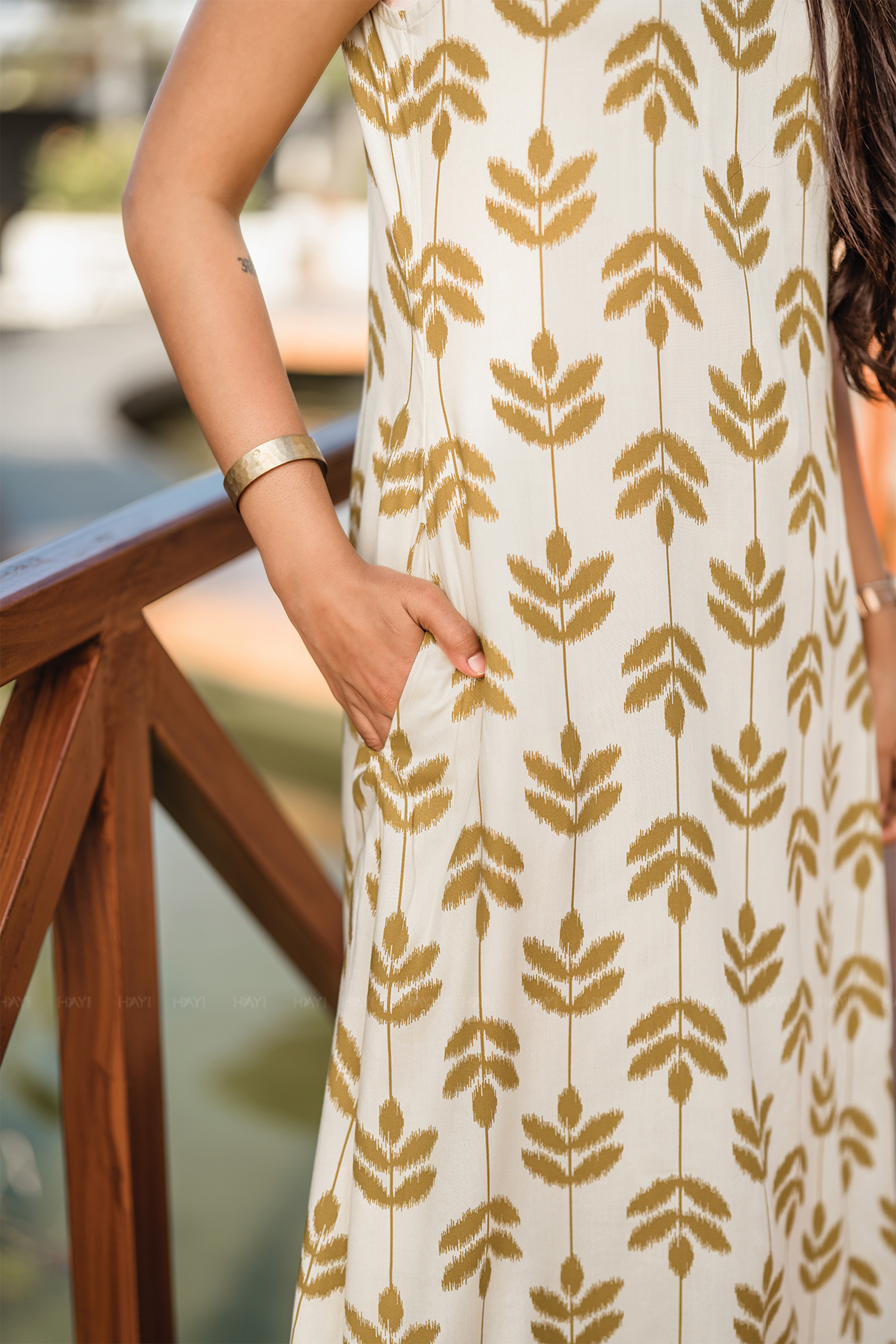 Sona Bloom Sandal cotton blend Co-ord with Close Neck and Attached 3/4th Sleeves