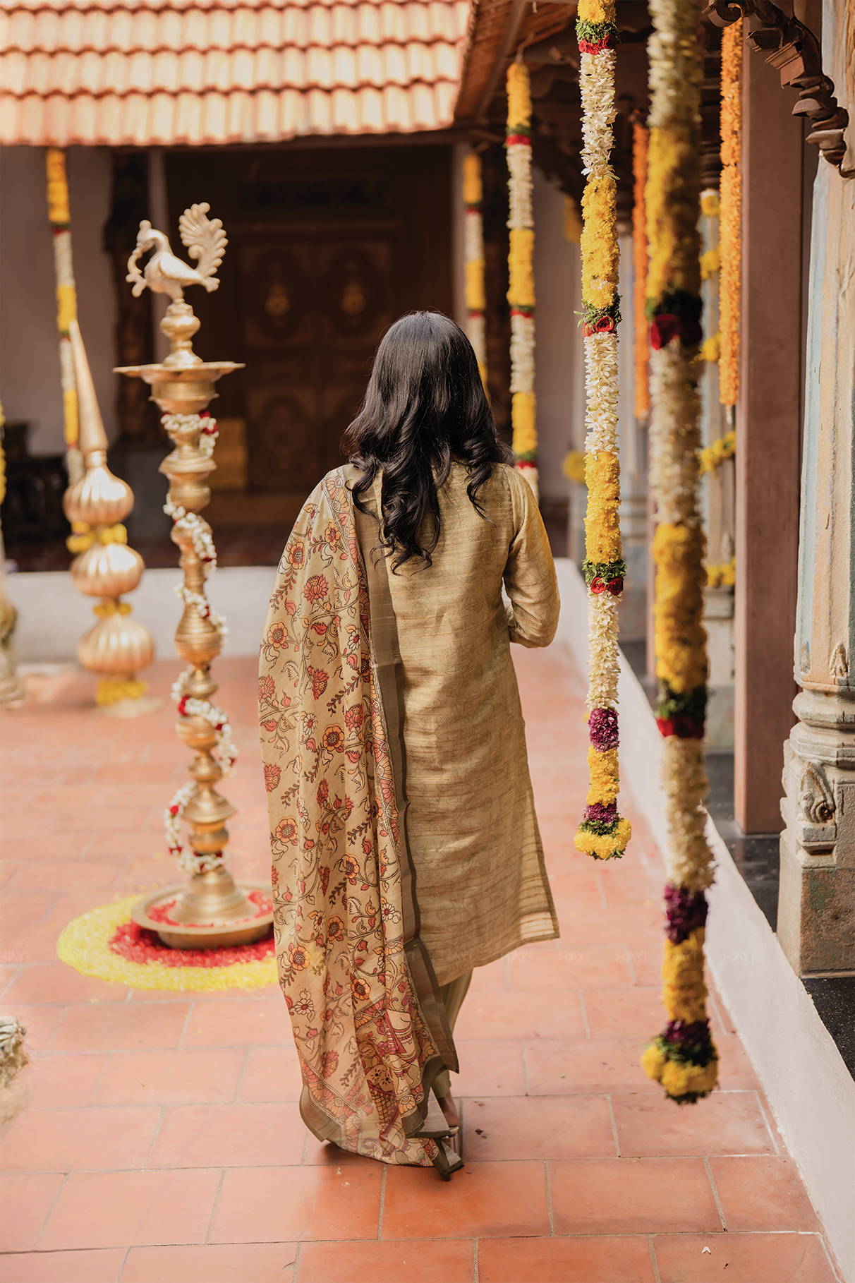 Tanira Green 3-Piece Tussar Silk Blend Floral Printed Kurta with Pant &amp; Dupatta