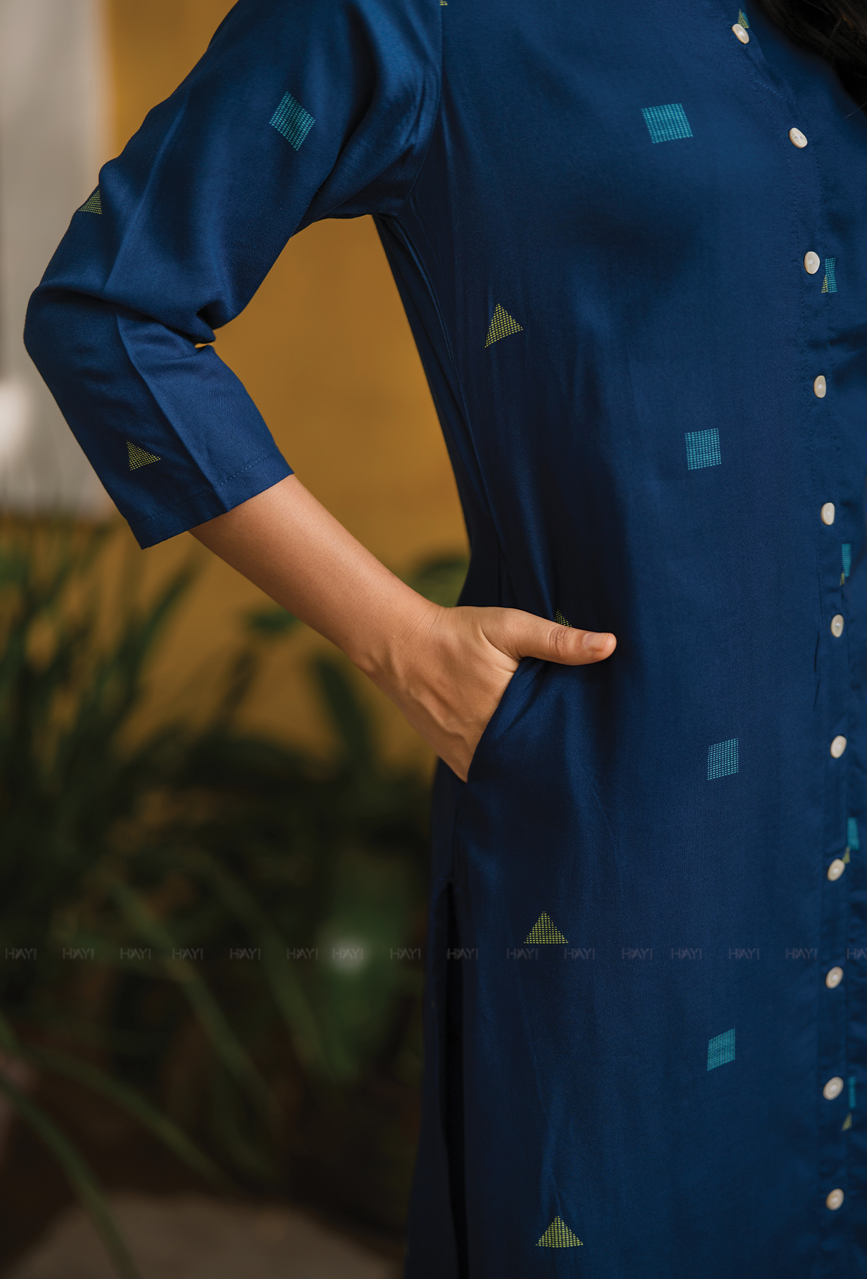 Revel Navy with Evening Glow printed Viscose Co Ords