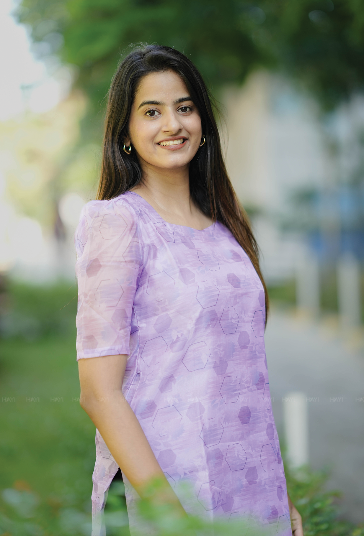 Glacial Lilac Matrix Organza kurta