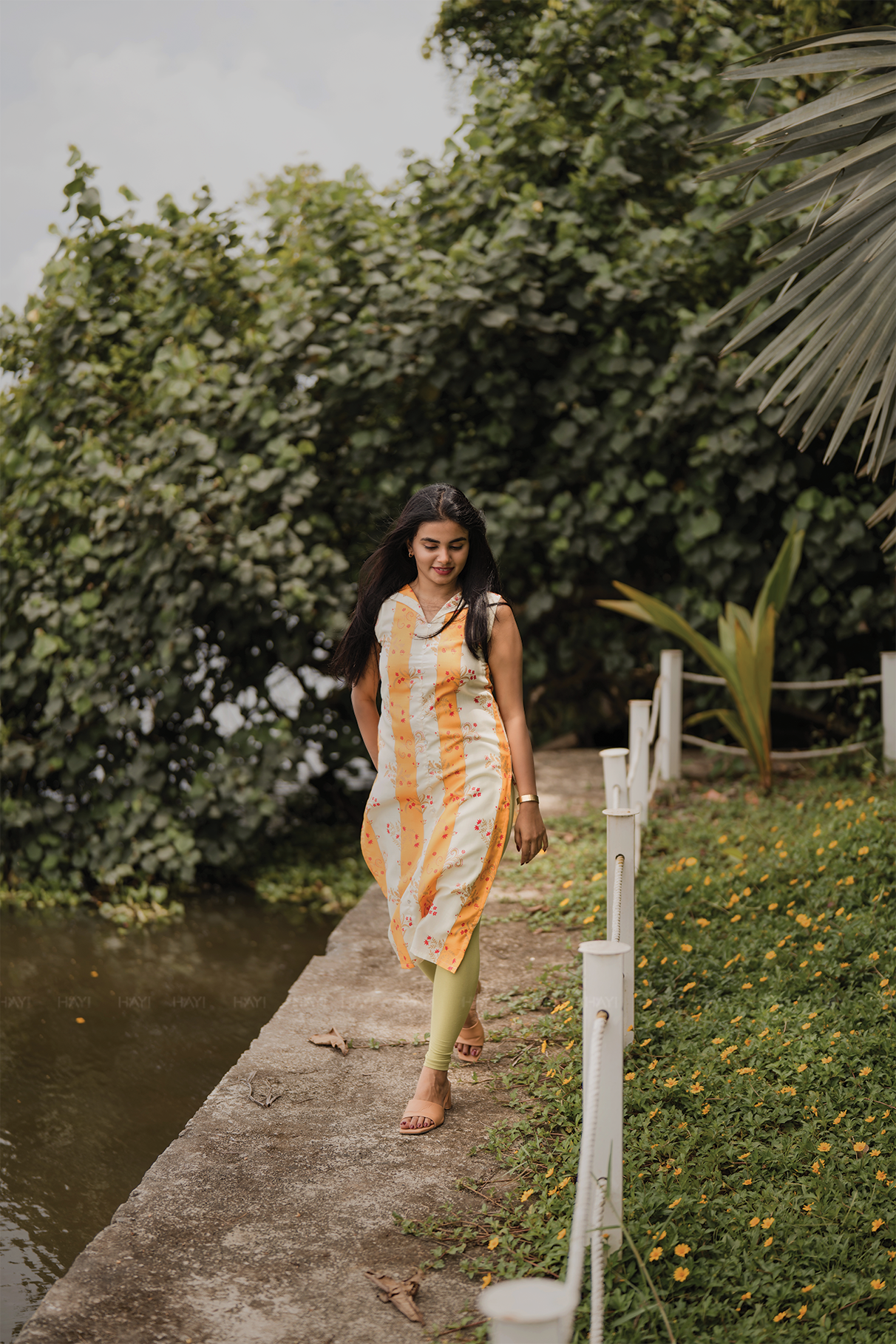 Sylan Yellow with Sunshine floral printed Viscose Kurta