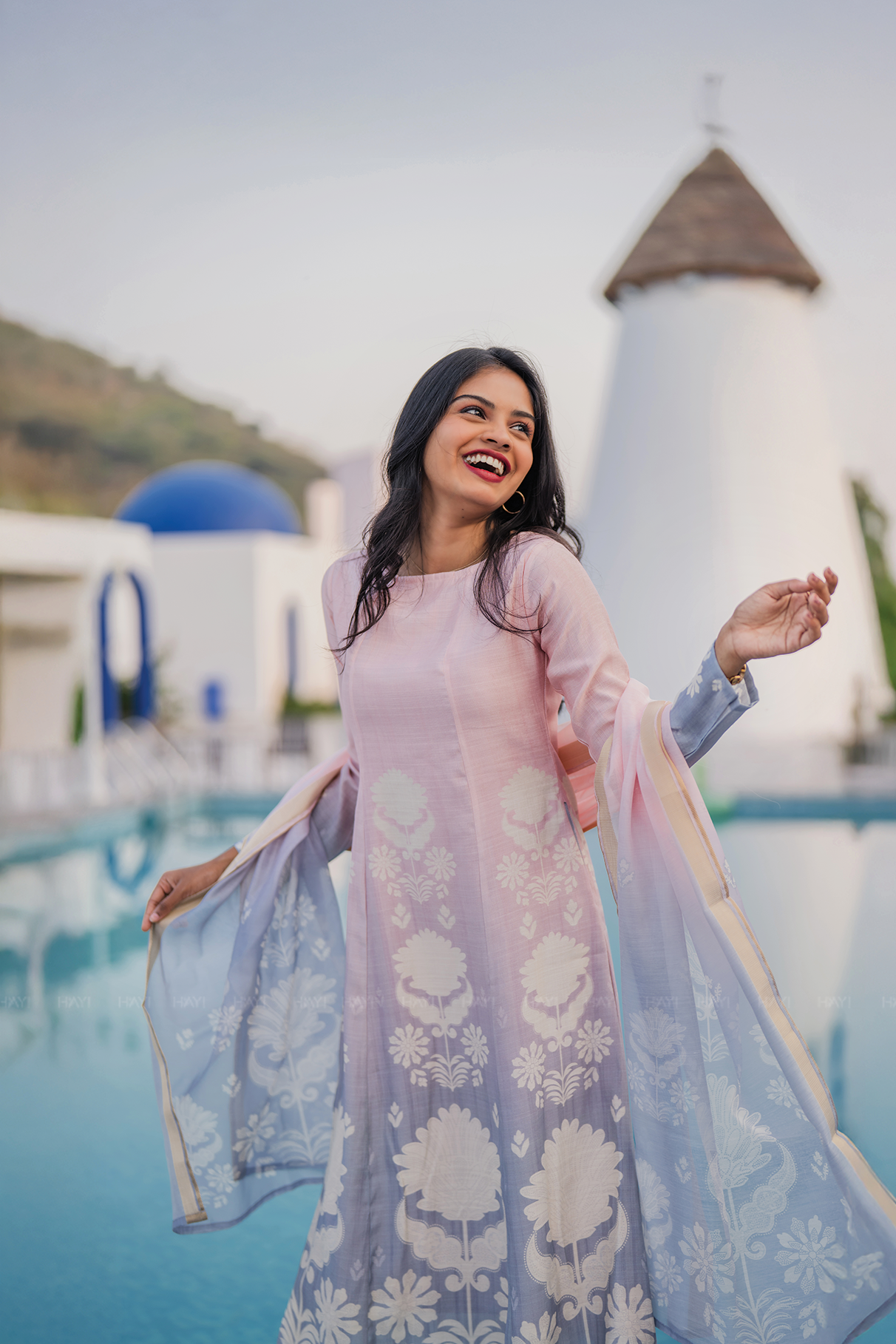 Dessert Dune Printed 2 Piece Bombay Silk Blend Kurta with Dupatta