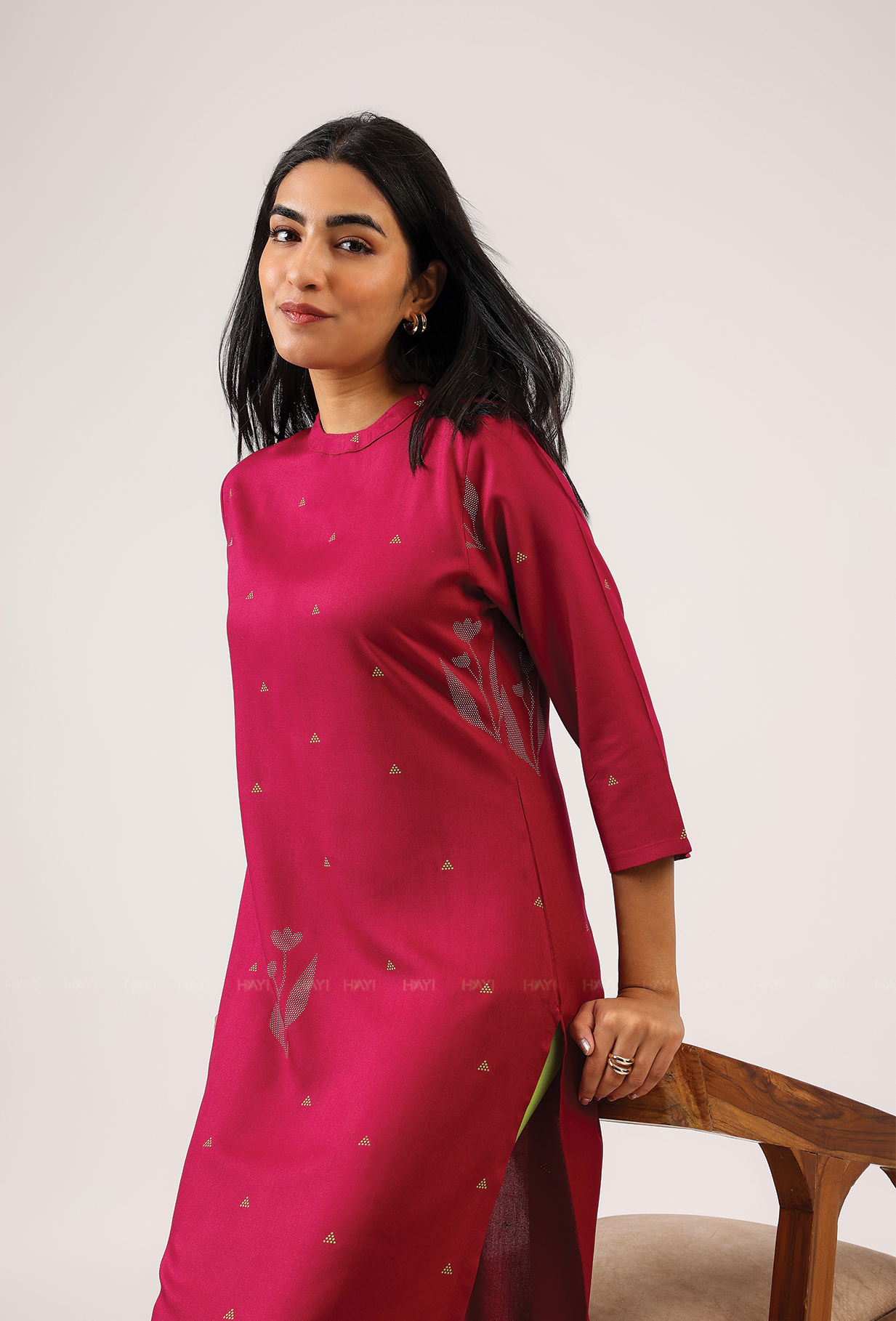 Garnet Maroon with Crimson Whisper printed Viscose Kurta