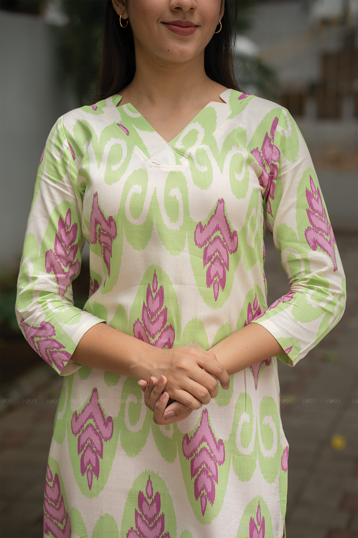 Soft Ikat Mist Beige Viscose Printed Kurta
