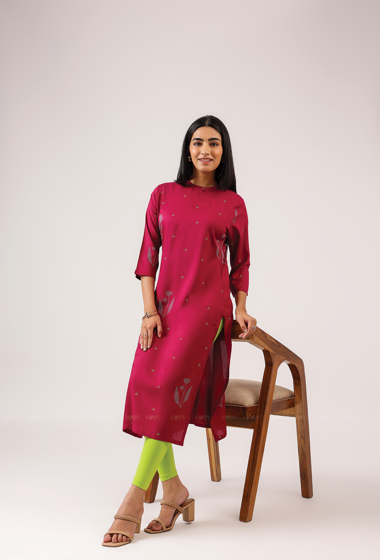Garnet Maroon with Crimson Whisper printed Viscose Kurta