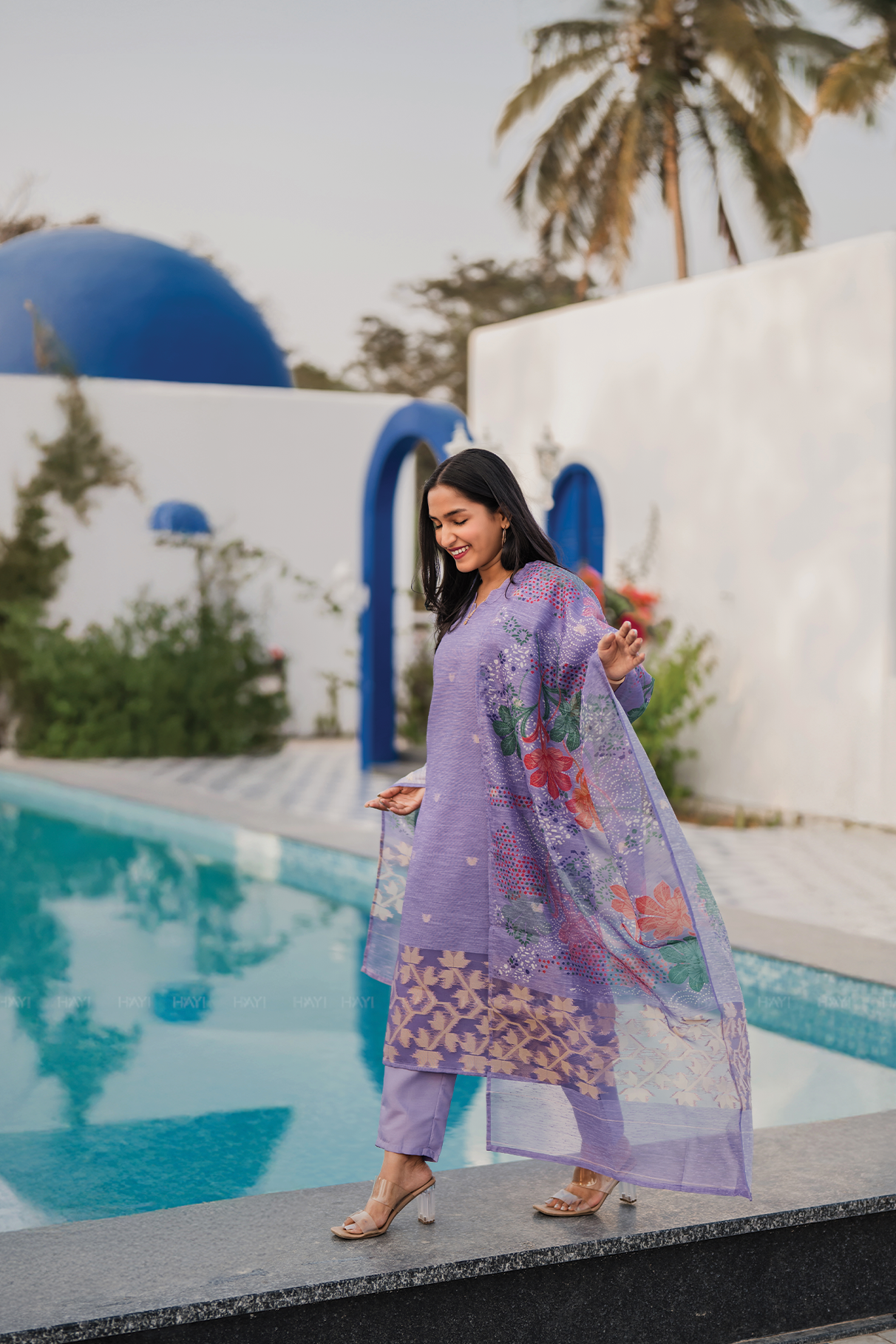 Lira Printed 3 Piece Organza Slub Kurta Set with Dupatta