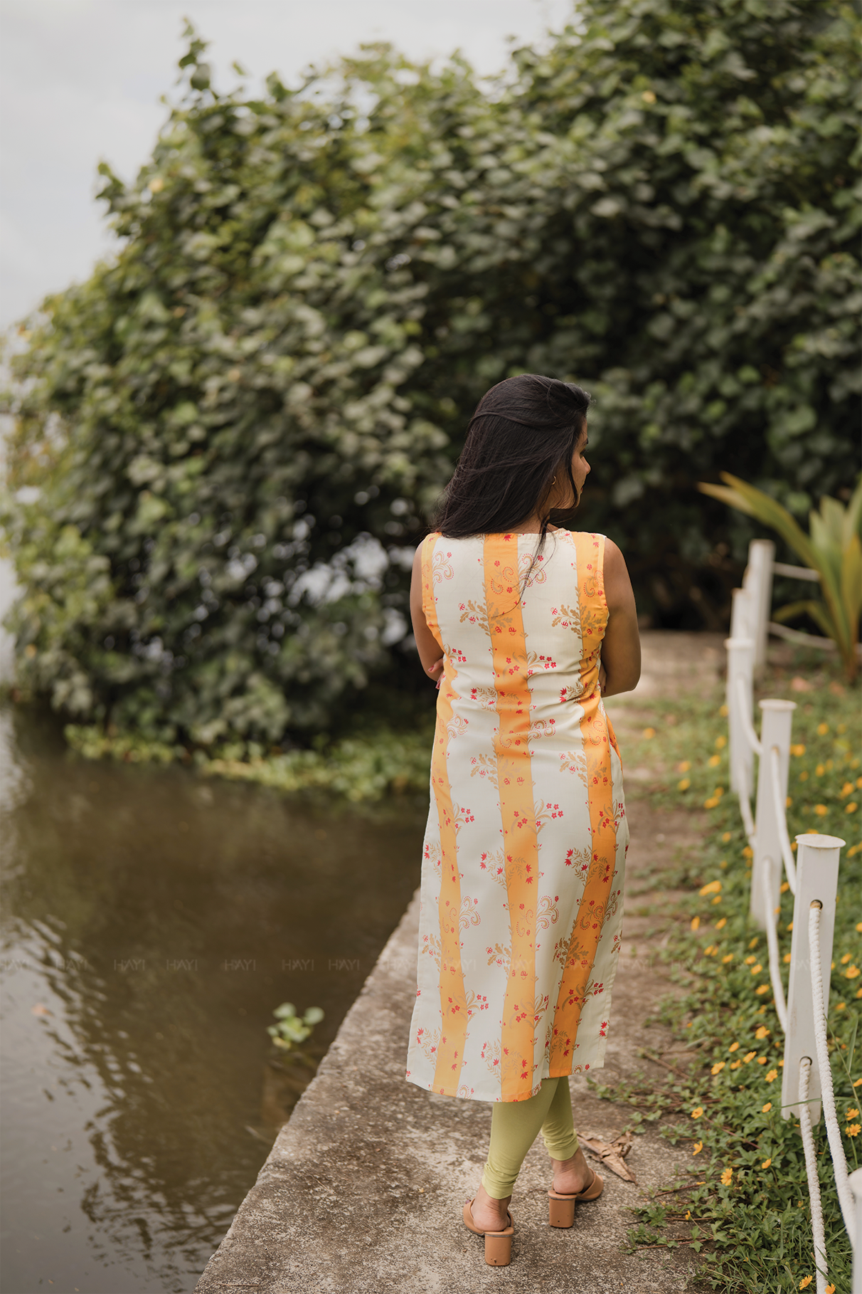 Sylan Yellow with Sunshine floral printed Viscose Kurta