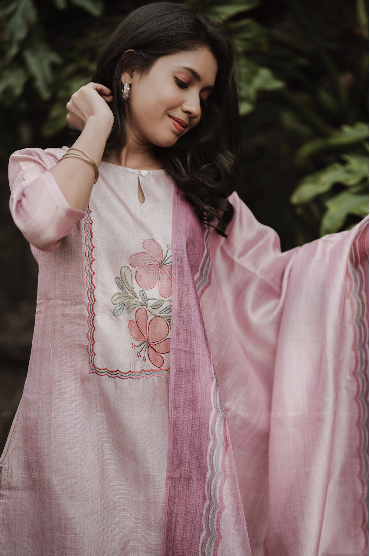 Rosedawn Embroidered 3 Piece Butter Silk Blend Kurta Set with Dupatta