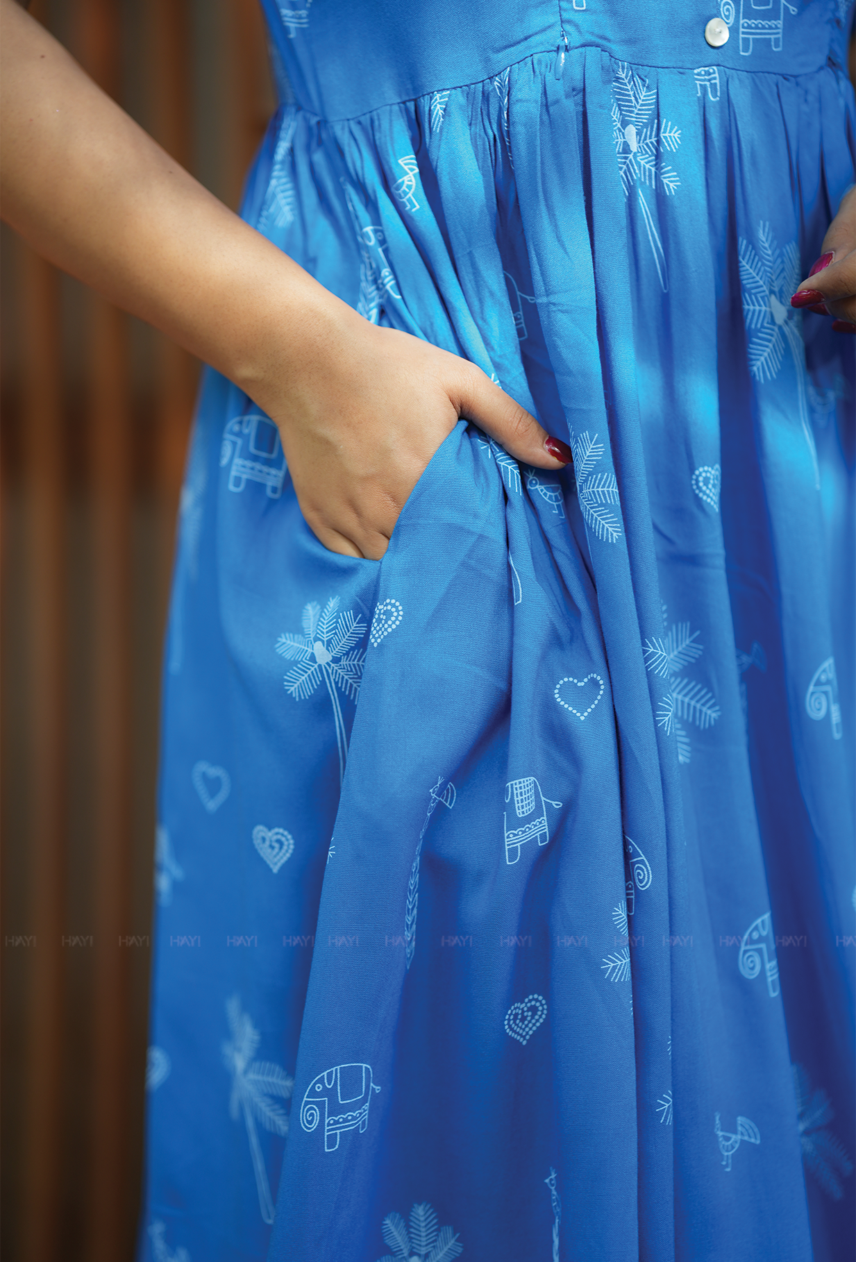 Radiant Blue with Dawn Dream floral printed Maternity and Feeding Dress