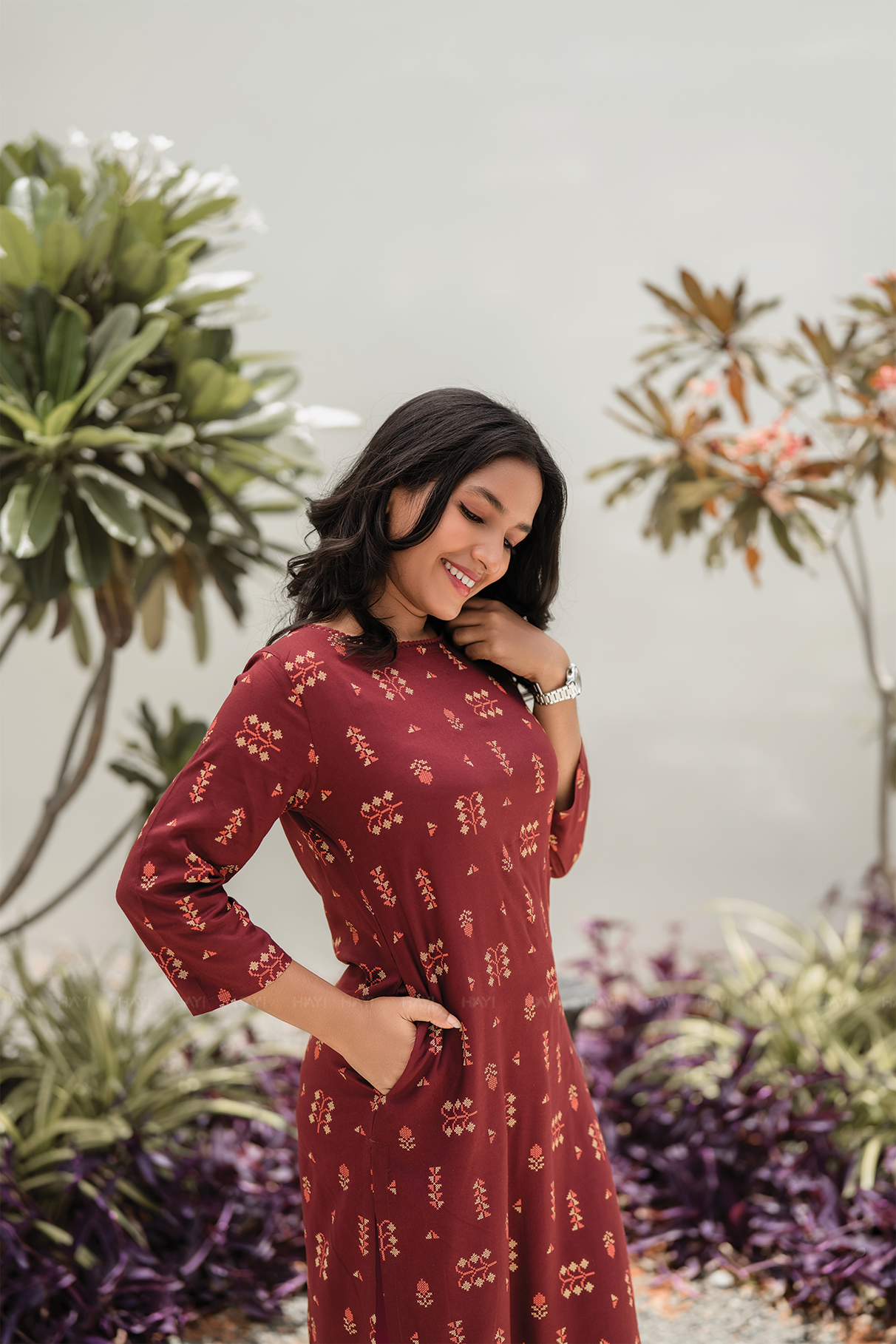 Jade Brown with Tribal Noir printed Viscose Kurta